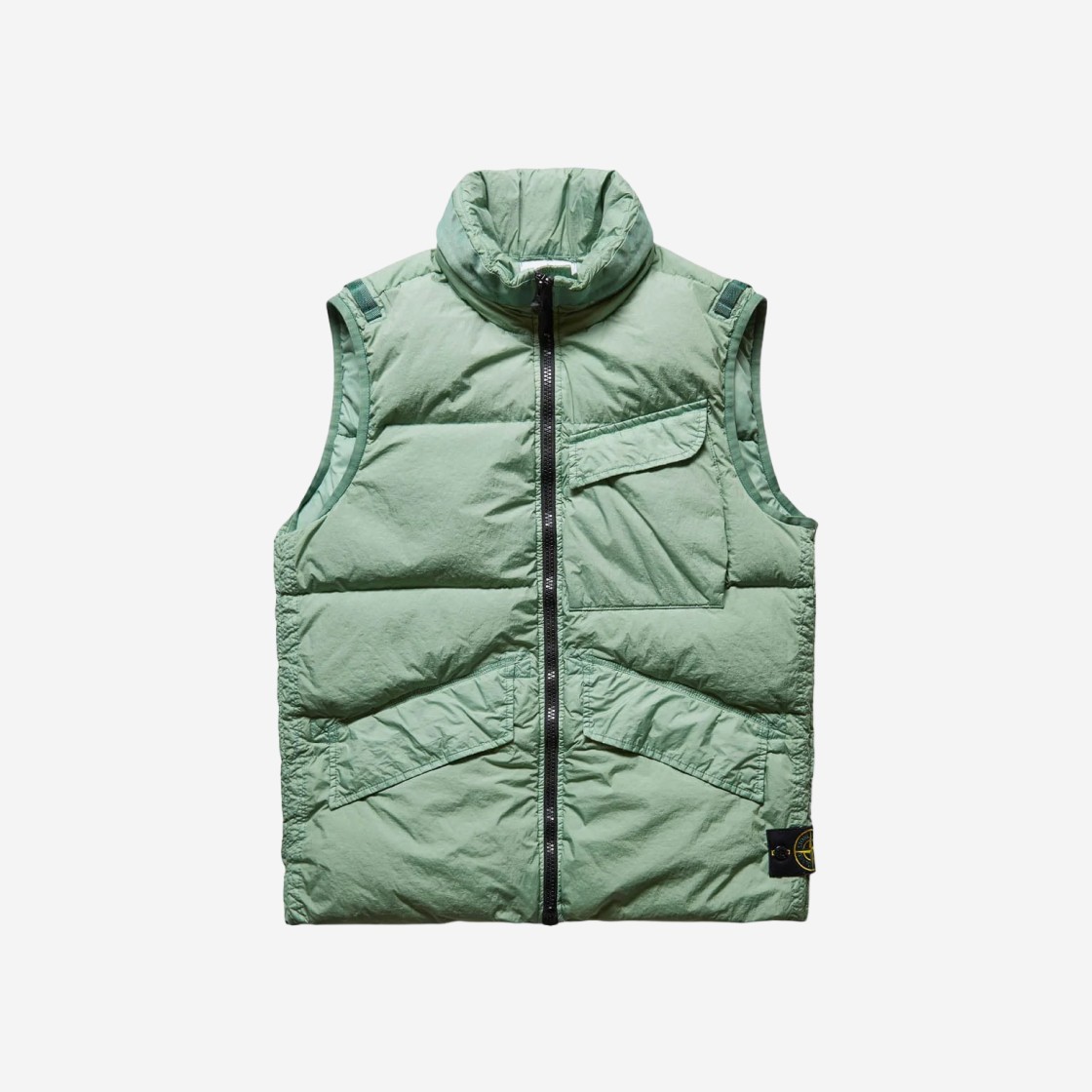 Stone Island G0123 Garment Dyed Crinkle Reps Nylon Down Vest Sage Green - 22FW 상세 이미지 1