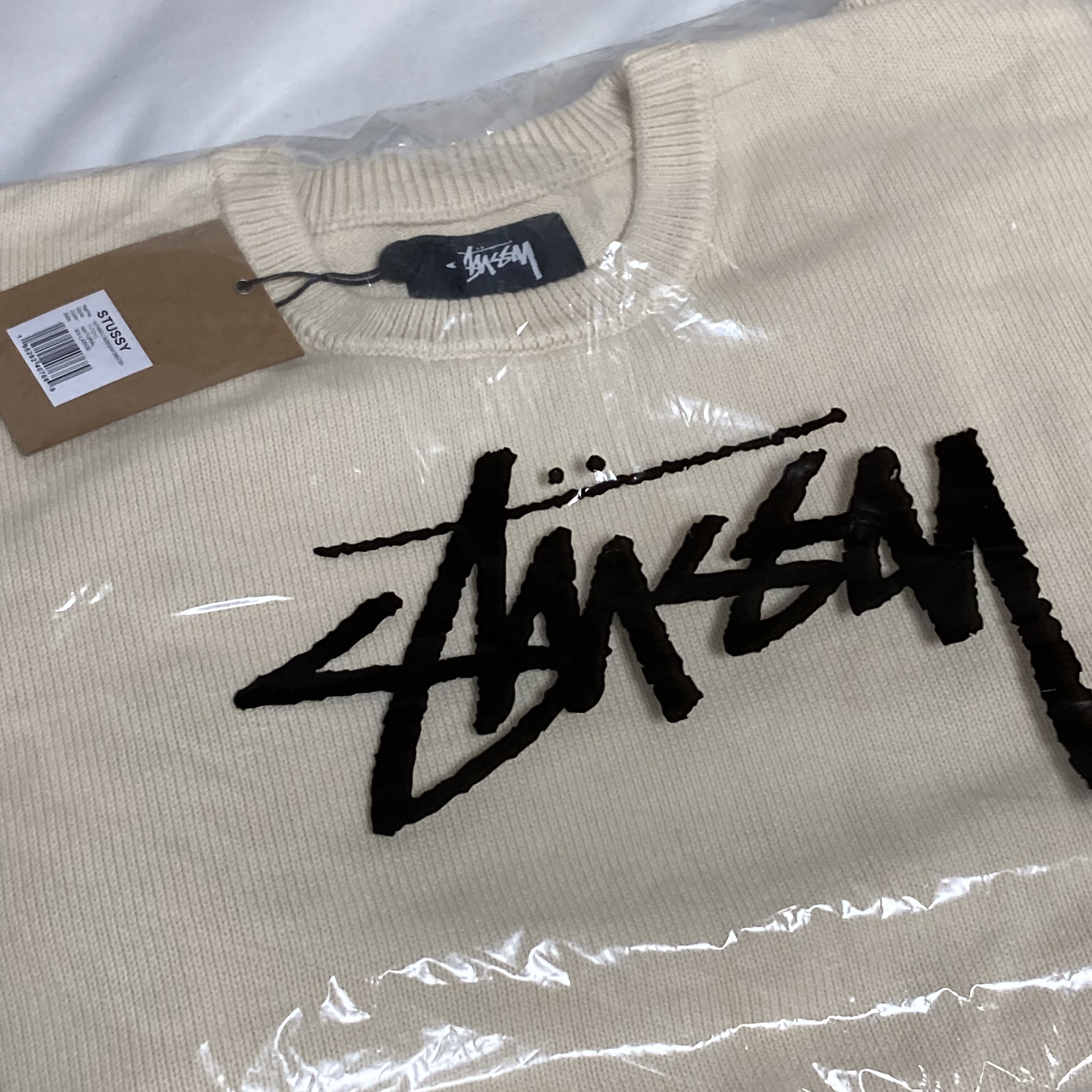Stussy Authentic Workgear Sweater Natural 착용 스타일