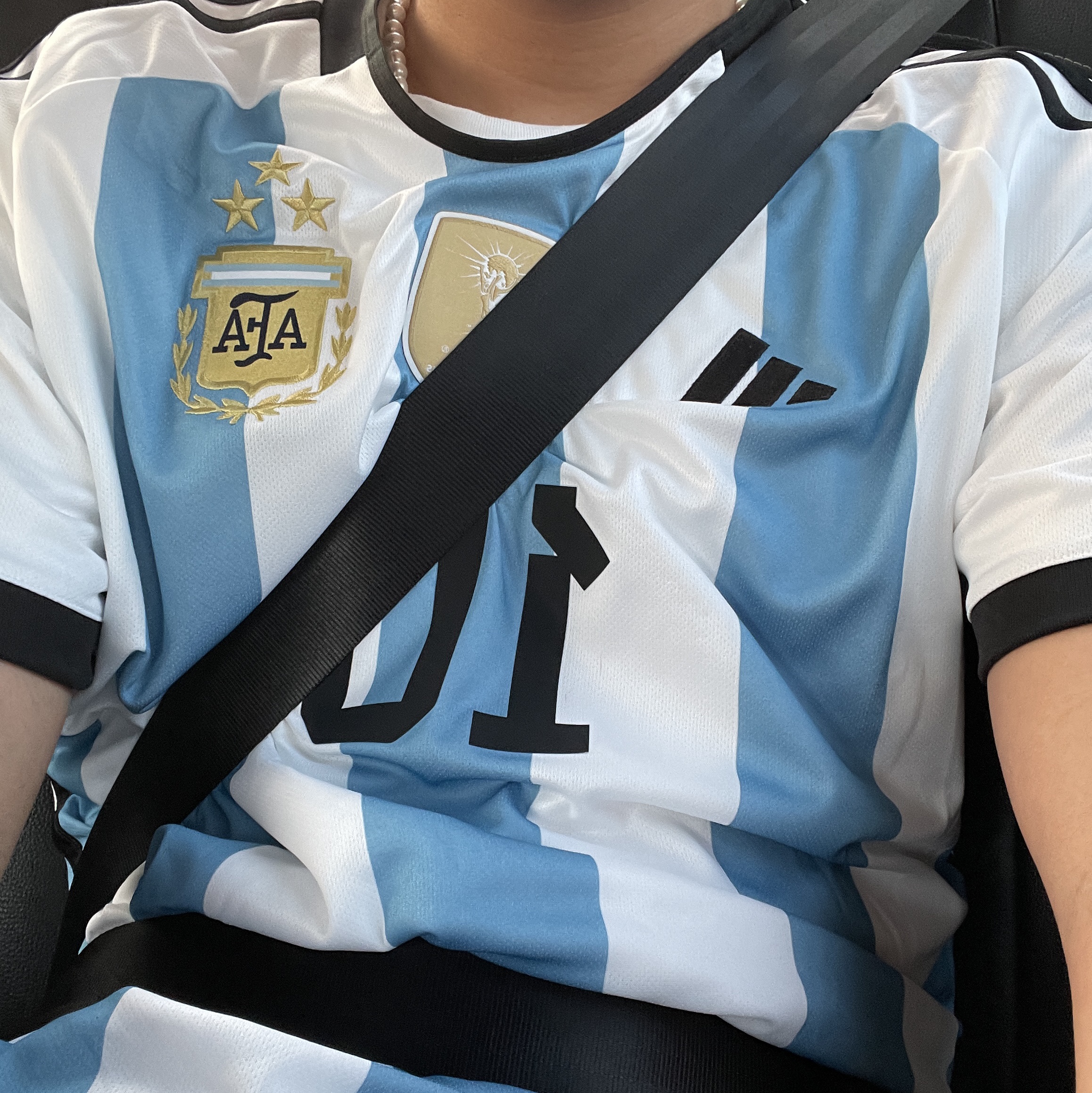 Adidas Argentina Home Jersey 2022 Winners 3-Star White Light Blue - KR Sizing (Non Marking Ver.) 착용 스타일