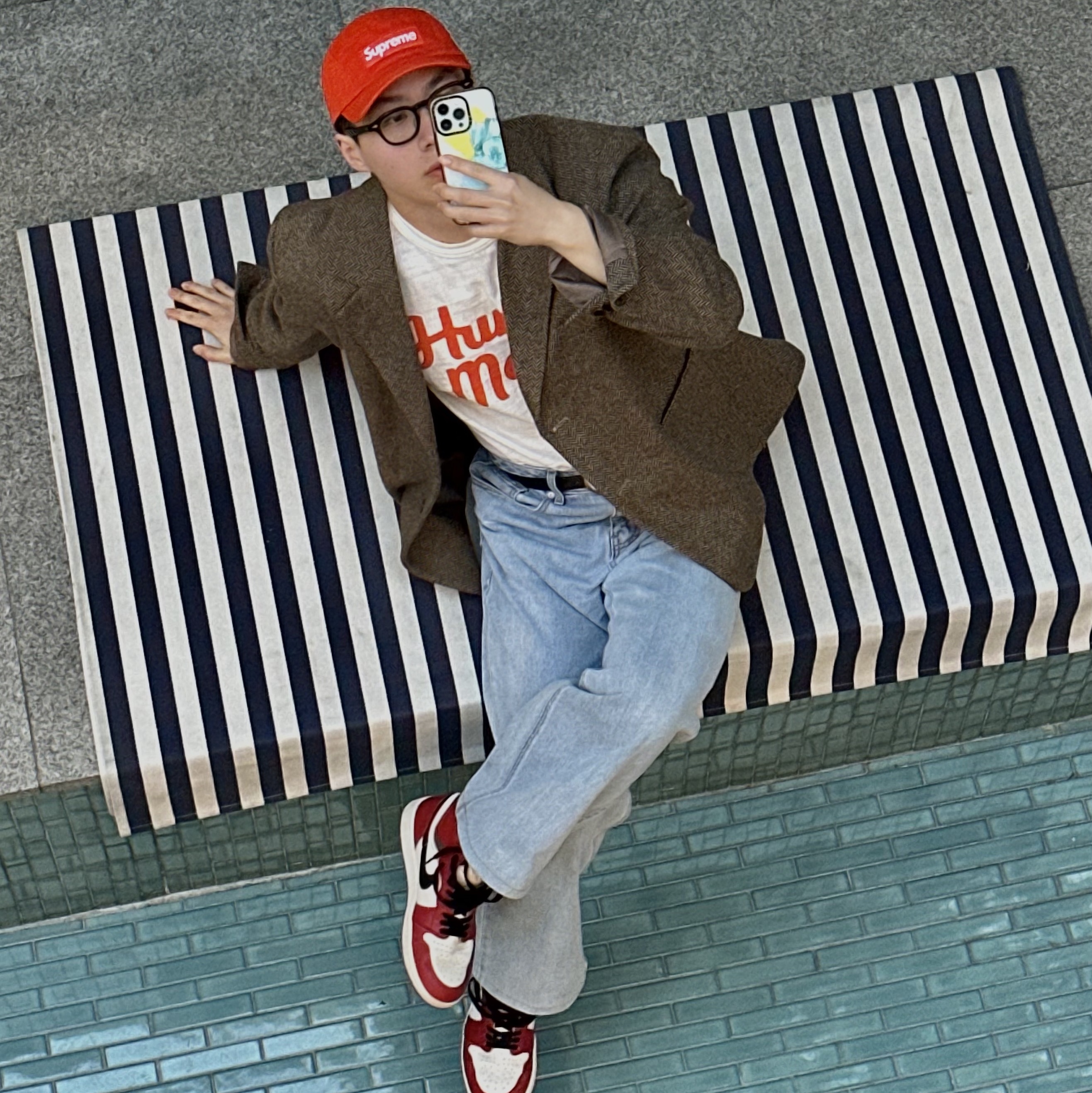 Supreme Washed Chino Twill Camp Cap Orange - 22FW, Human Made Graphic T-Shirt #11 White 착용 스타일
