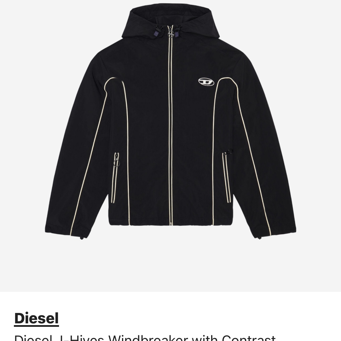 Diesel J-Hives Windbreaker with Contrast Piping Black 착용 스타일