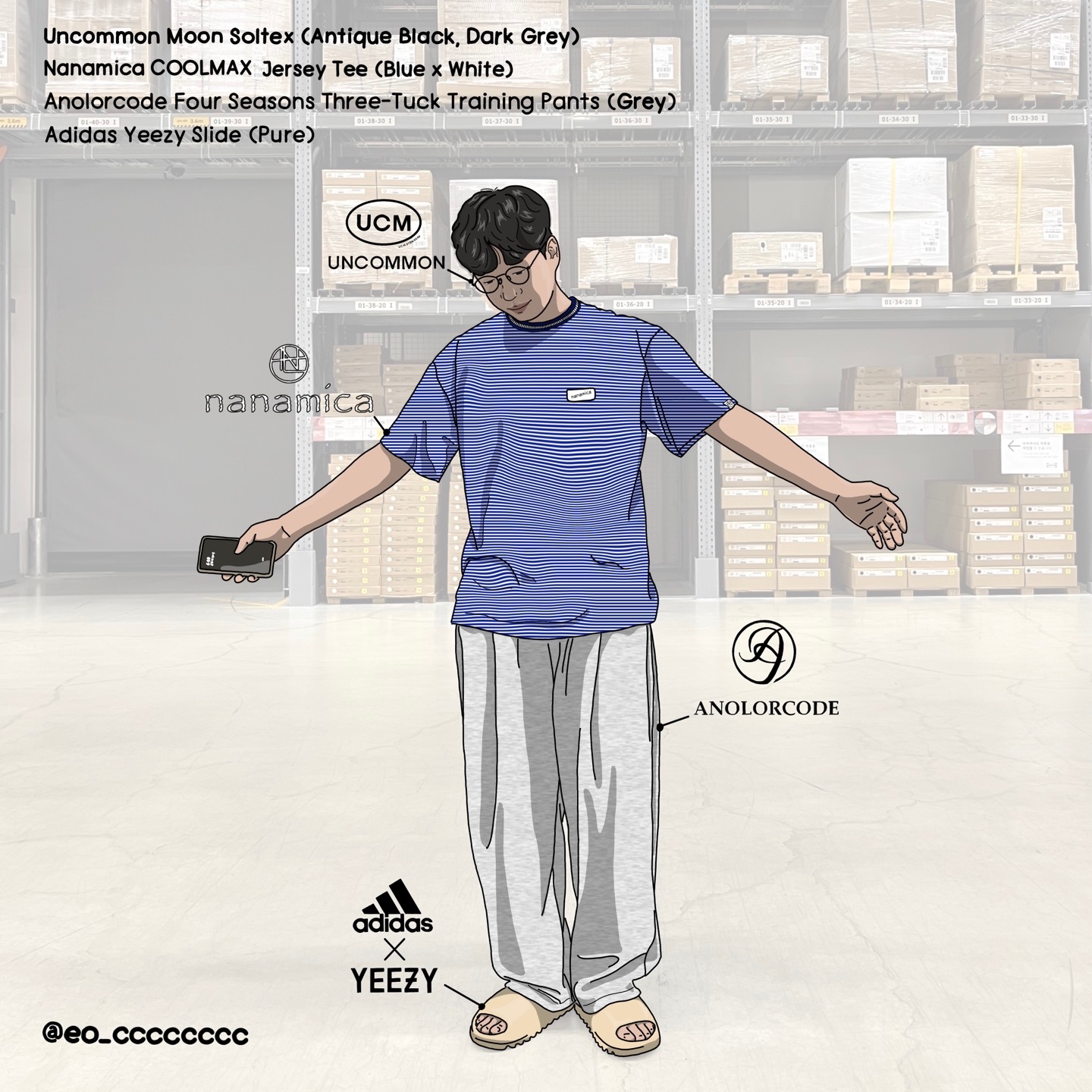 Adidas Yeezy Slide Pure 착용 스타일 - 2