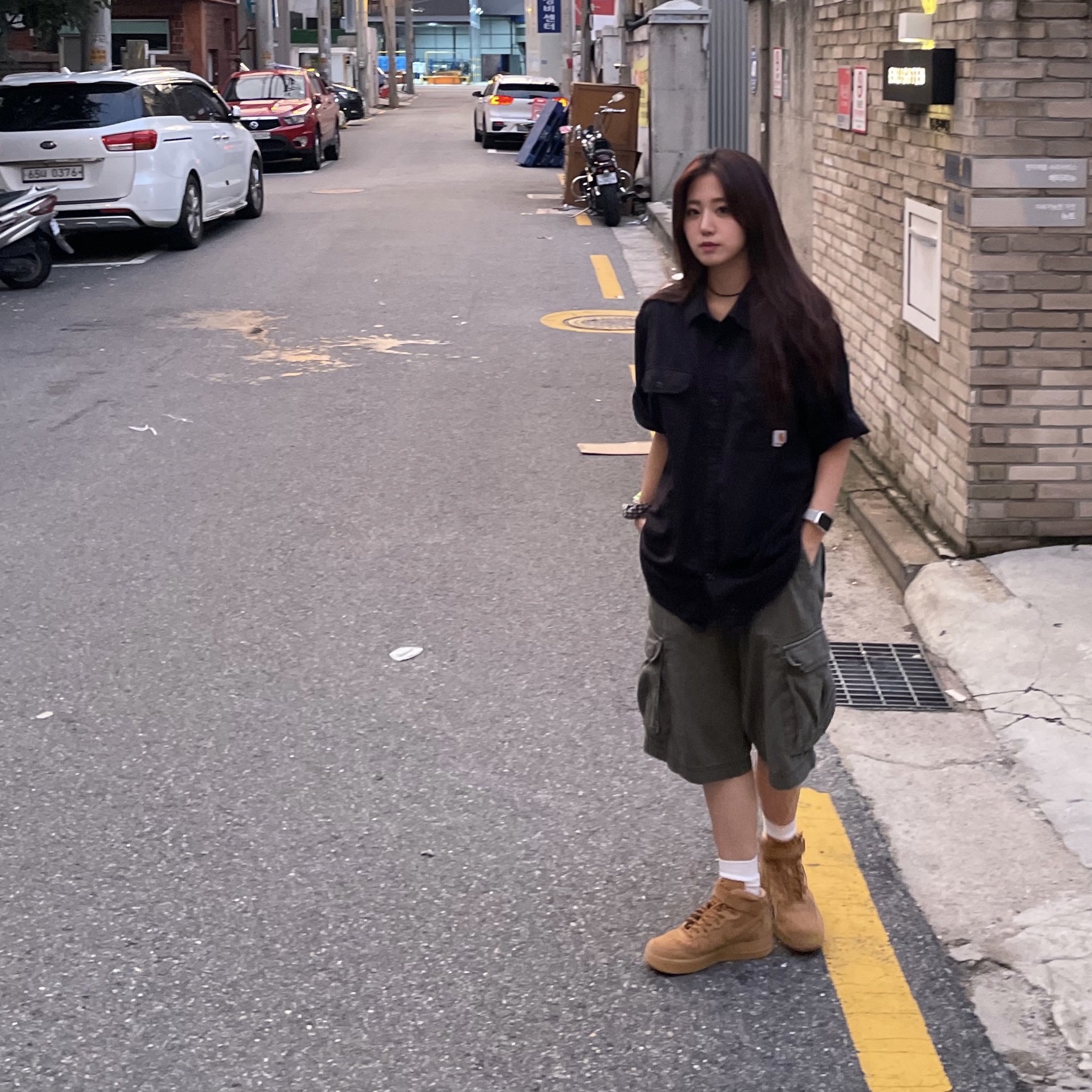Nike Air Force 1 Mid '07 WB Flax 착용 스타일 - 1