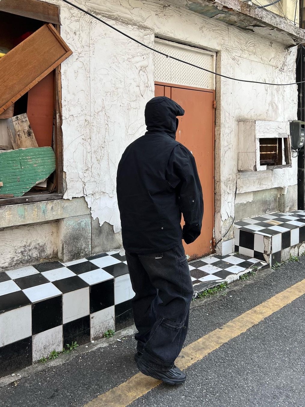 Thevinylhouse Flight Denim Pants Black 착용 스타일 - 2