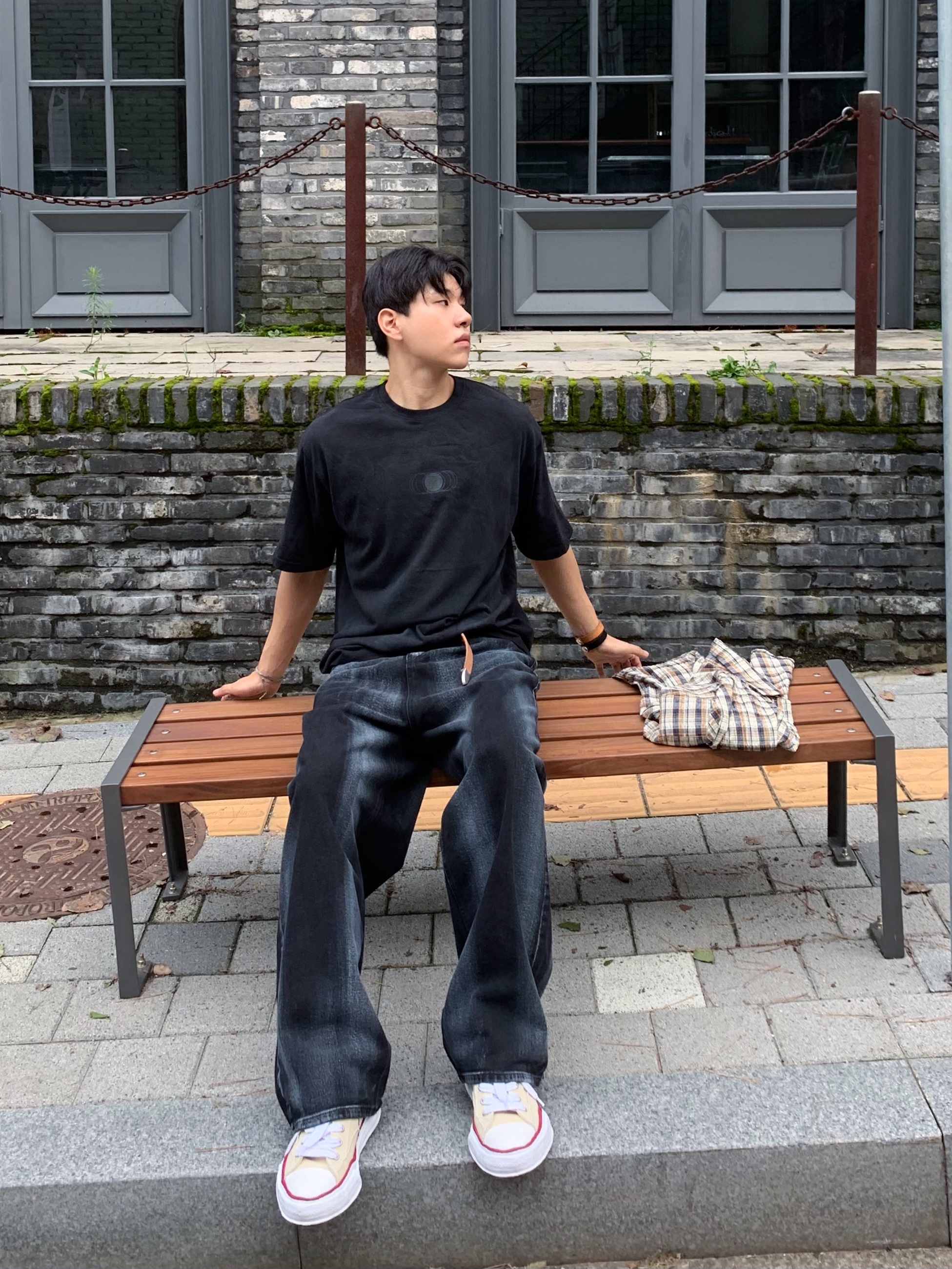 Maison Mihara Yasuhiro Peterson OG Sole Canvas Low-top Sneakers Natural 착용 스타일 - 2