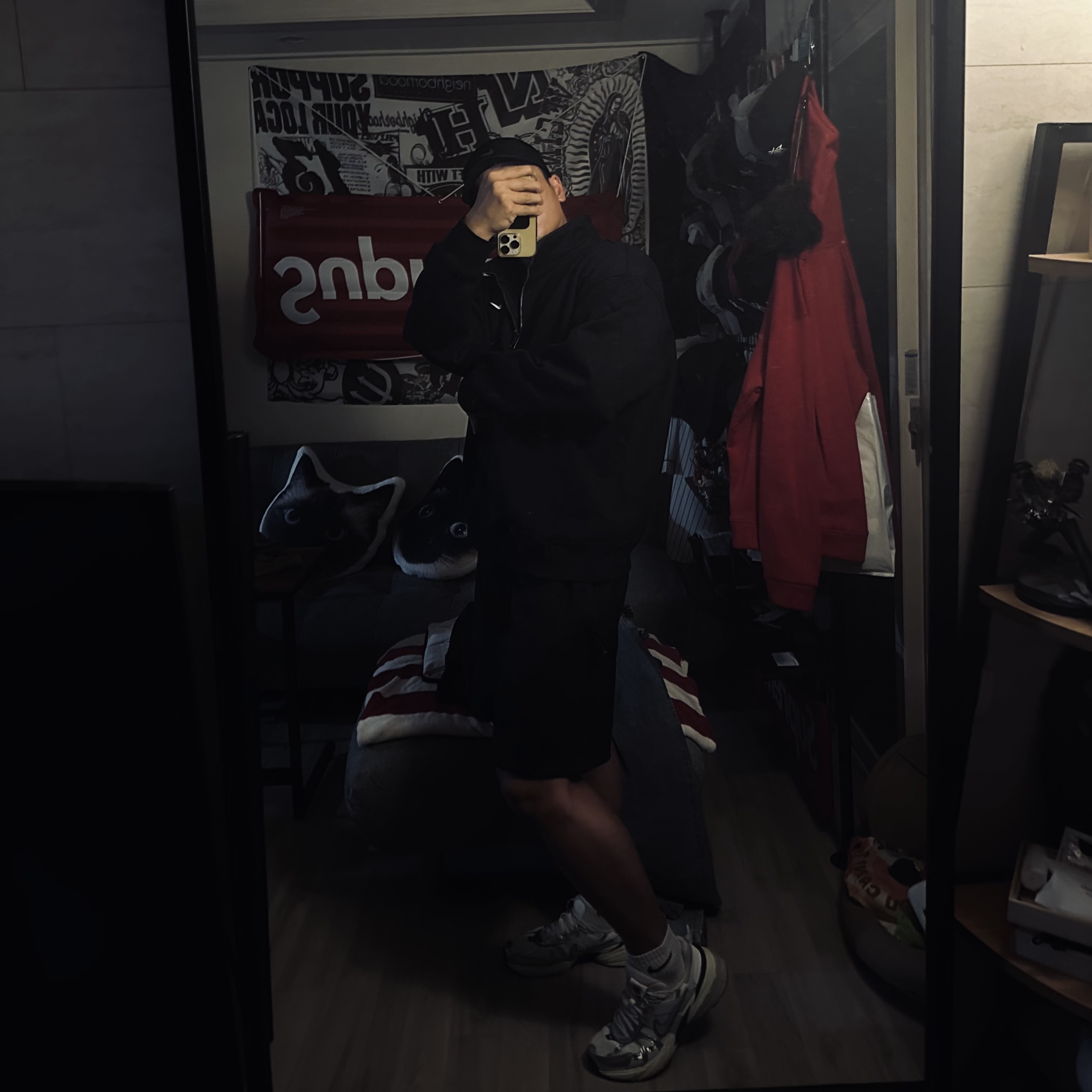 Nike NRG Solo Swoosh Fleece Shorts Black - US/EU, Nike NRG Solo Swoosh Heavy Weight BB Quarter Zip Top Black - Asia 착용 스타일 - 2