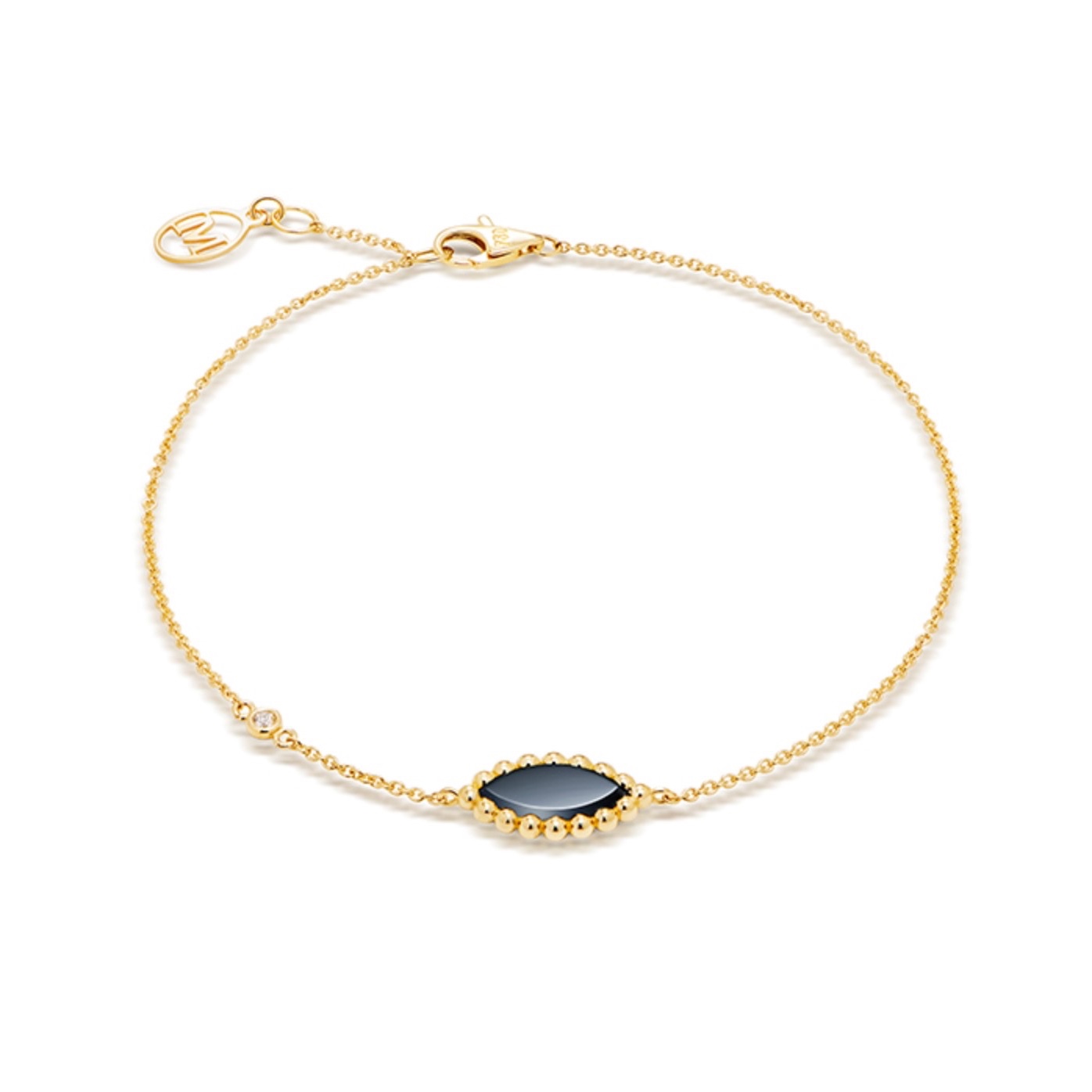 Miko Vasty Marquise Onyx 1 Motive Bracelet Yellow Gold 착용 스타일