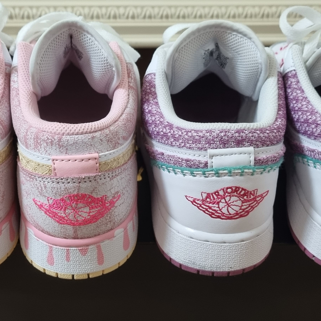 (GS) Jordan 1 Low SE White Light Bordeuax, (GS) Jordan 1 Low SE Pale Vanilla 착용 스타일 - 2