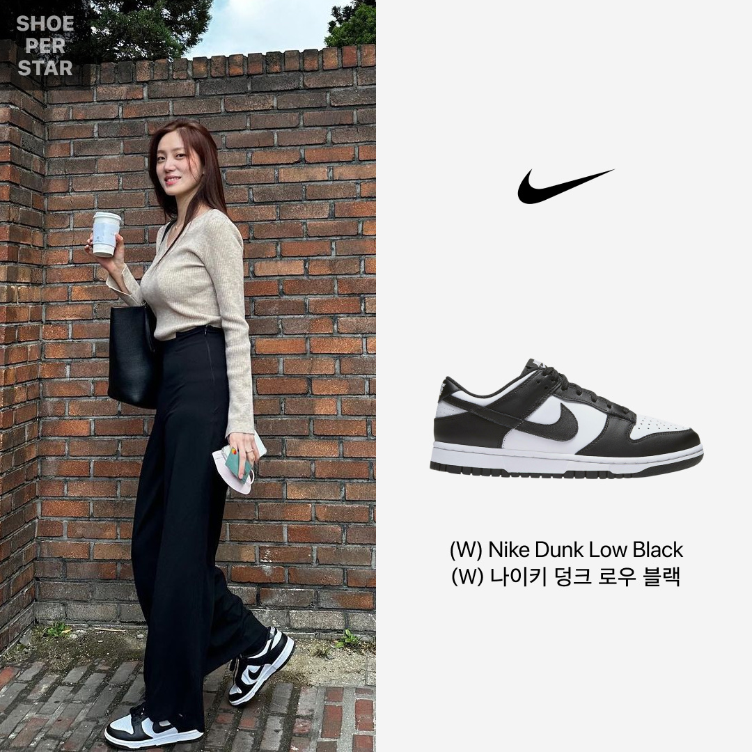 (W) Nike Dunk Low Black 착용 스타일 - 1