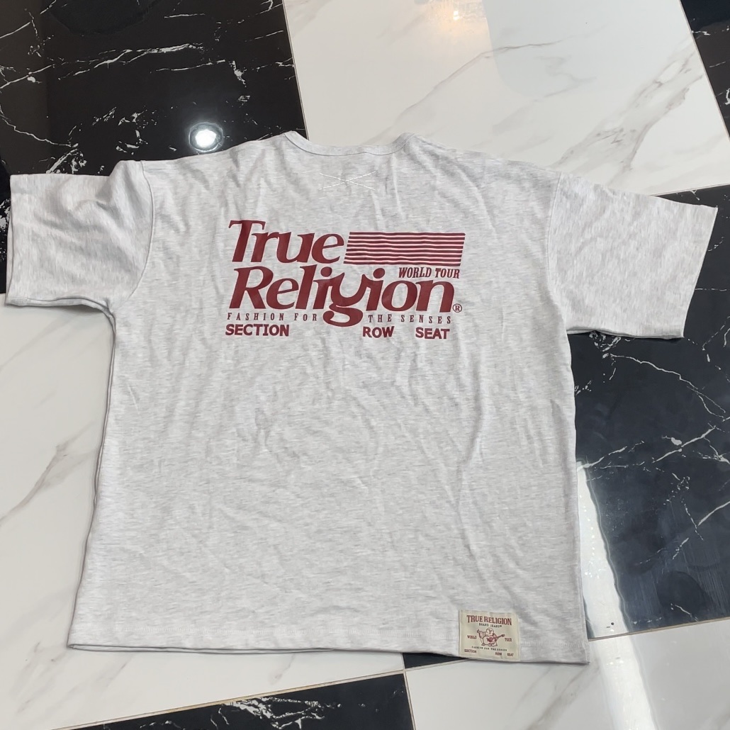 True Religion Vision Logo T-Shirt Melange Grey 착용 스타일 - 1