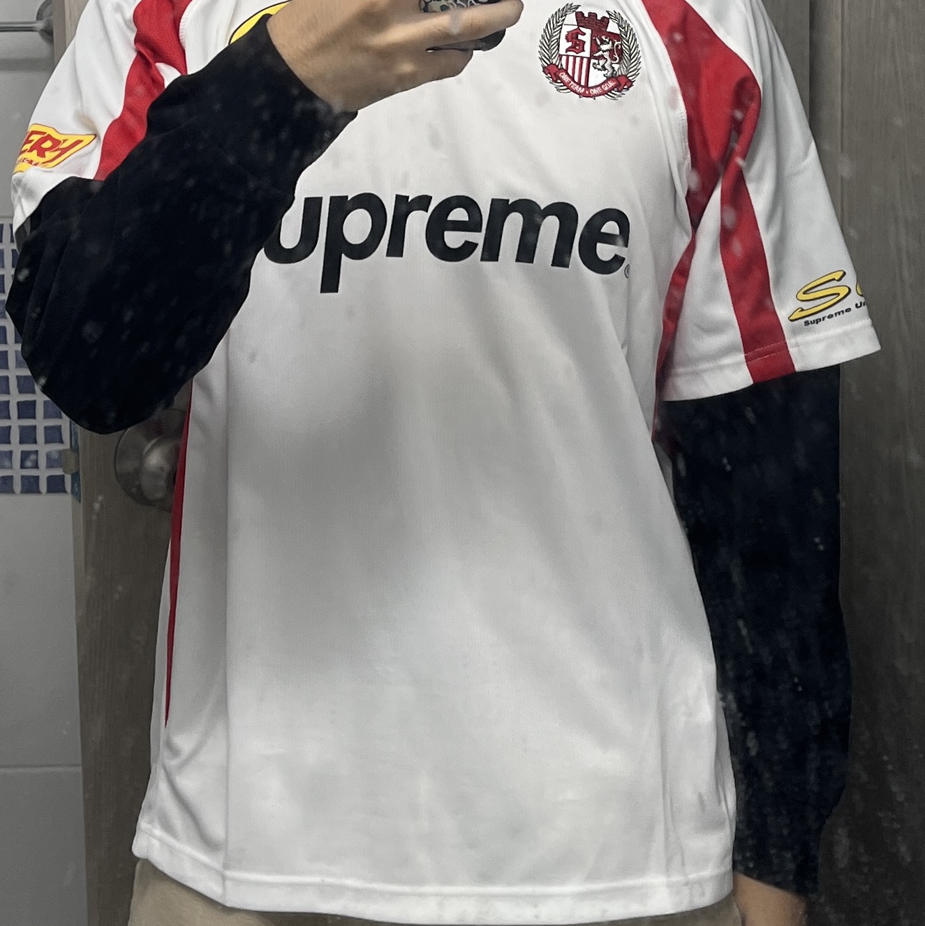 Supreme Hooded Soccer Jersey White - 23FW 착용 스타일