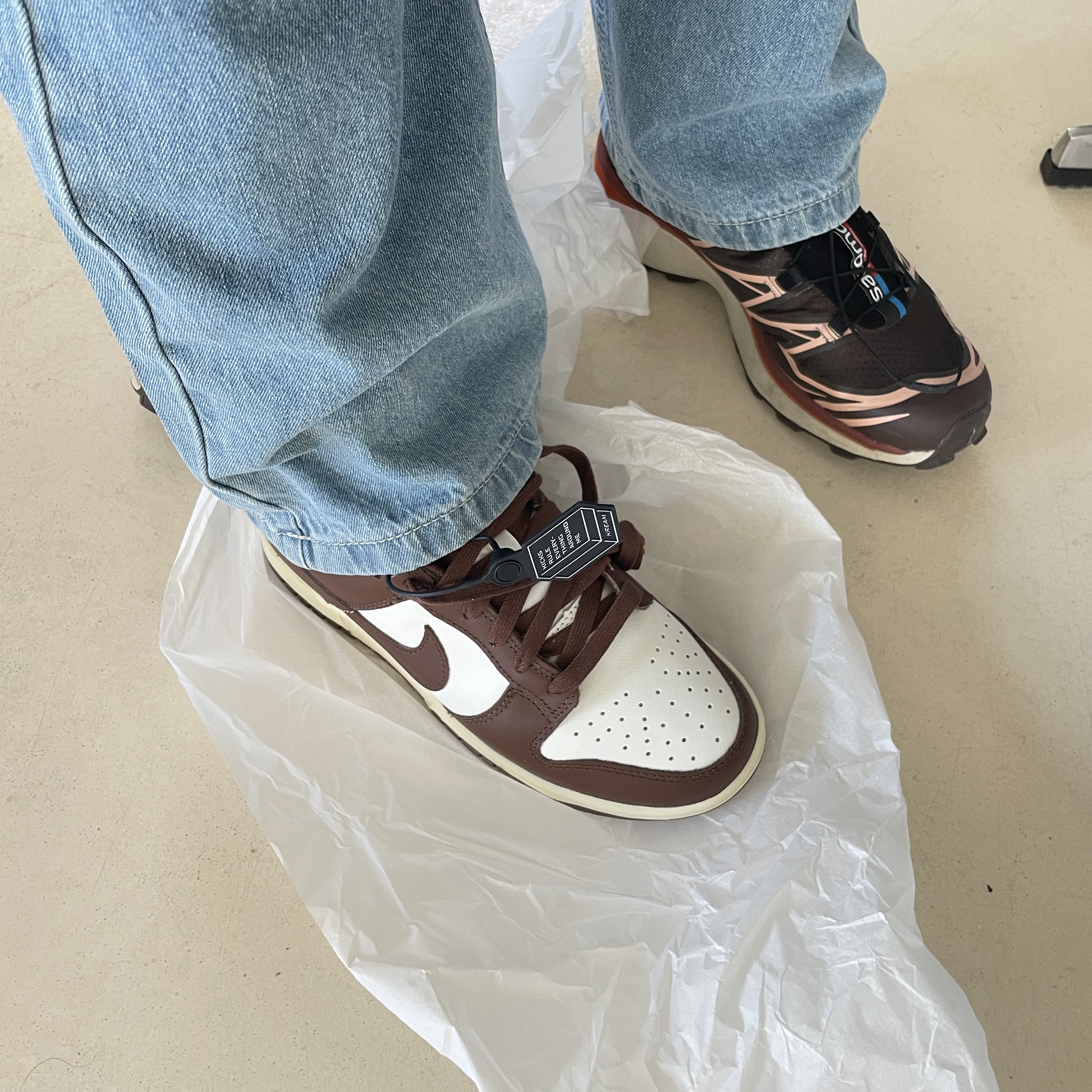(W) Nike Dunk Low Sail Cacao Wow 착용 스타일 - 1