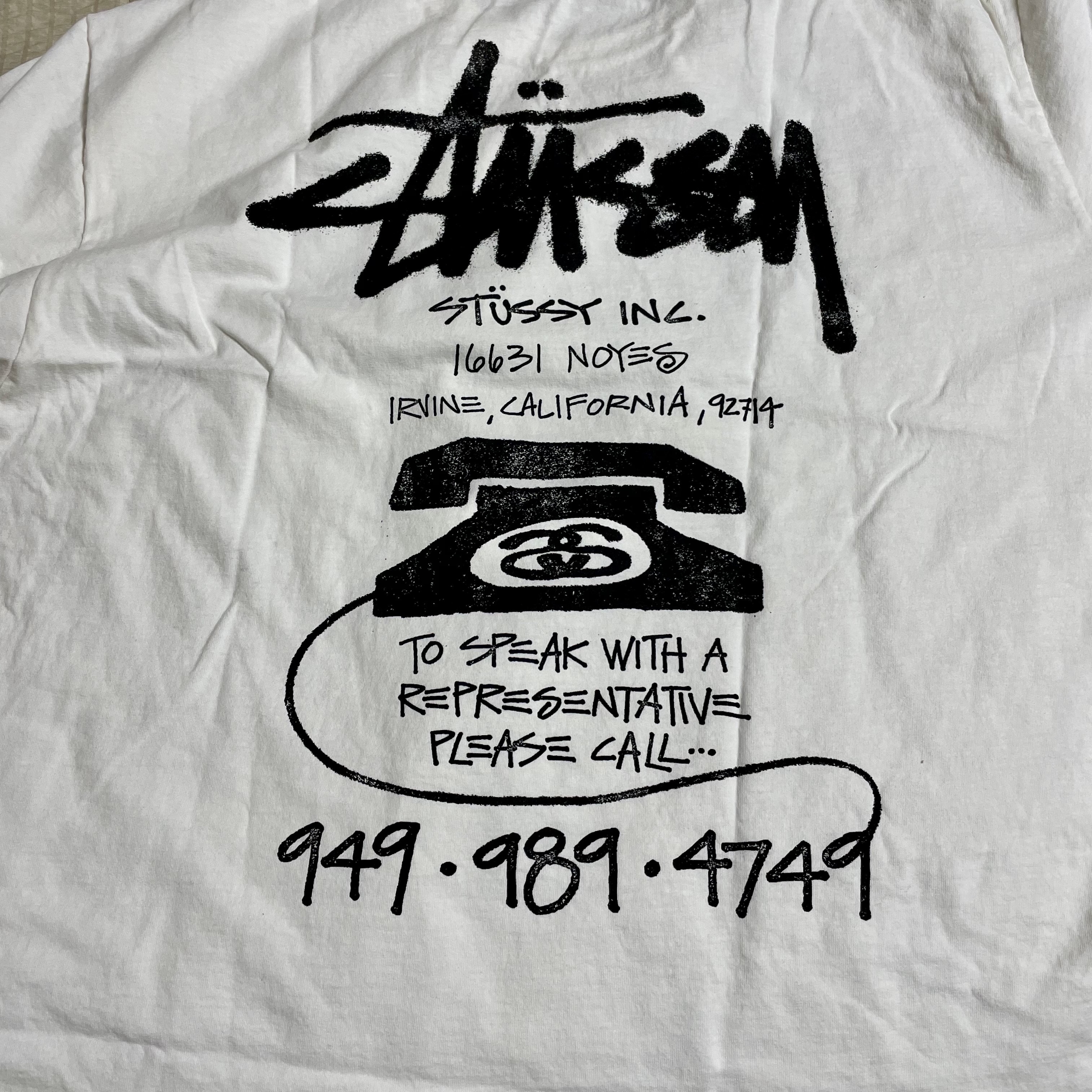 Stussy Old Phone Pigment Dyed T-Shirt Natural 착용 스타일