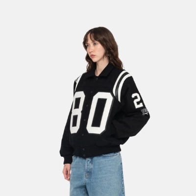 Stussy 80 Wool Varsity Jacket Black 착용 스타일 - 3