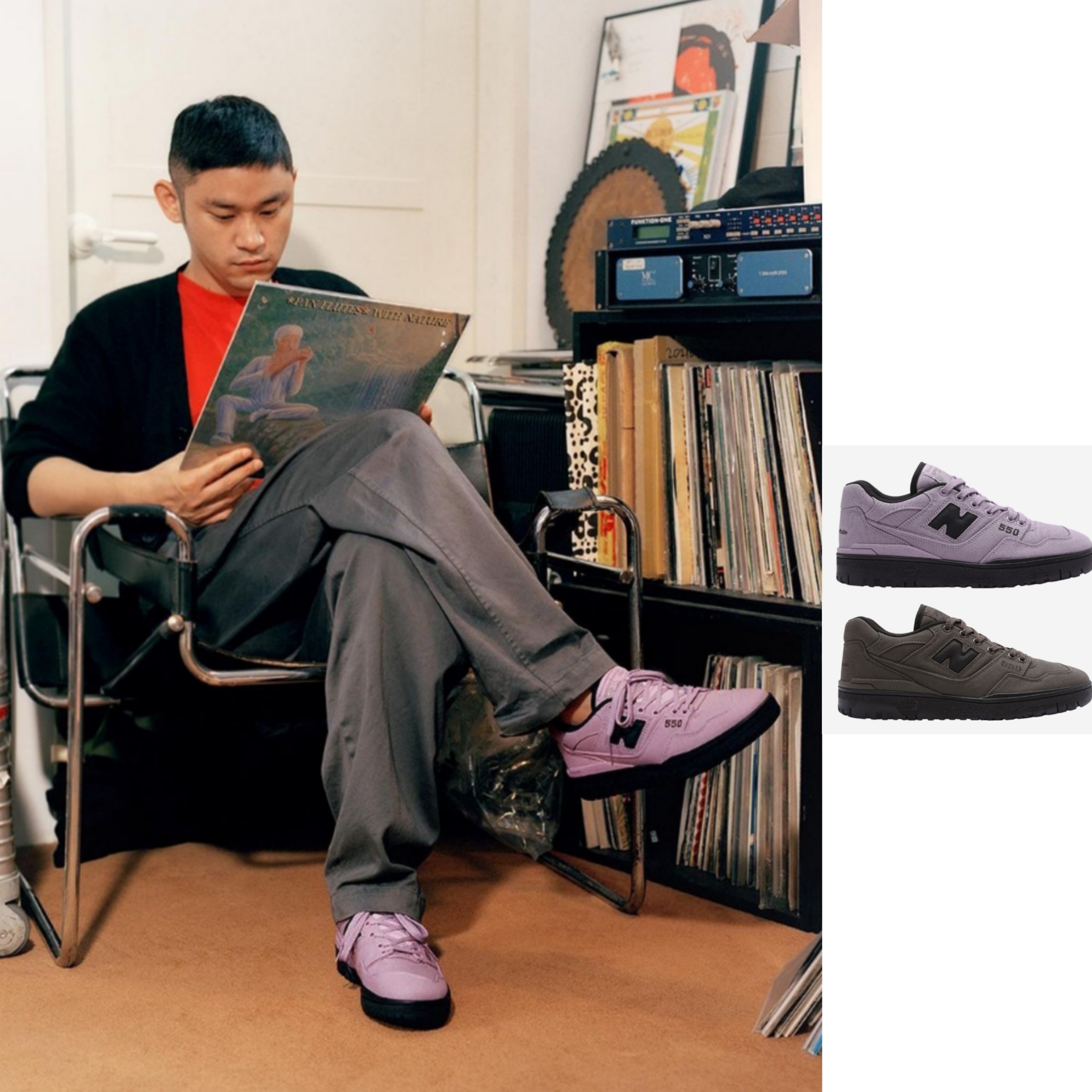 New Balance x Thisisneverthat 550 Lavender Black, New Balance x Thisisneverthat 550 Brown Black 착용 스타일 - 1