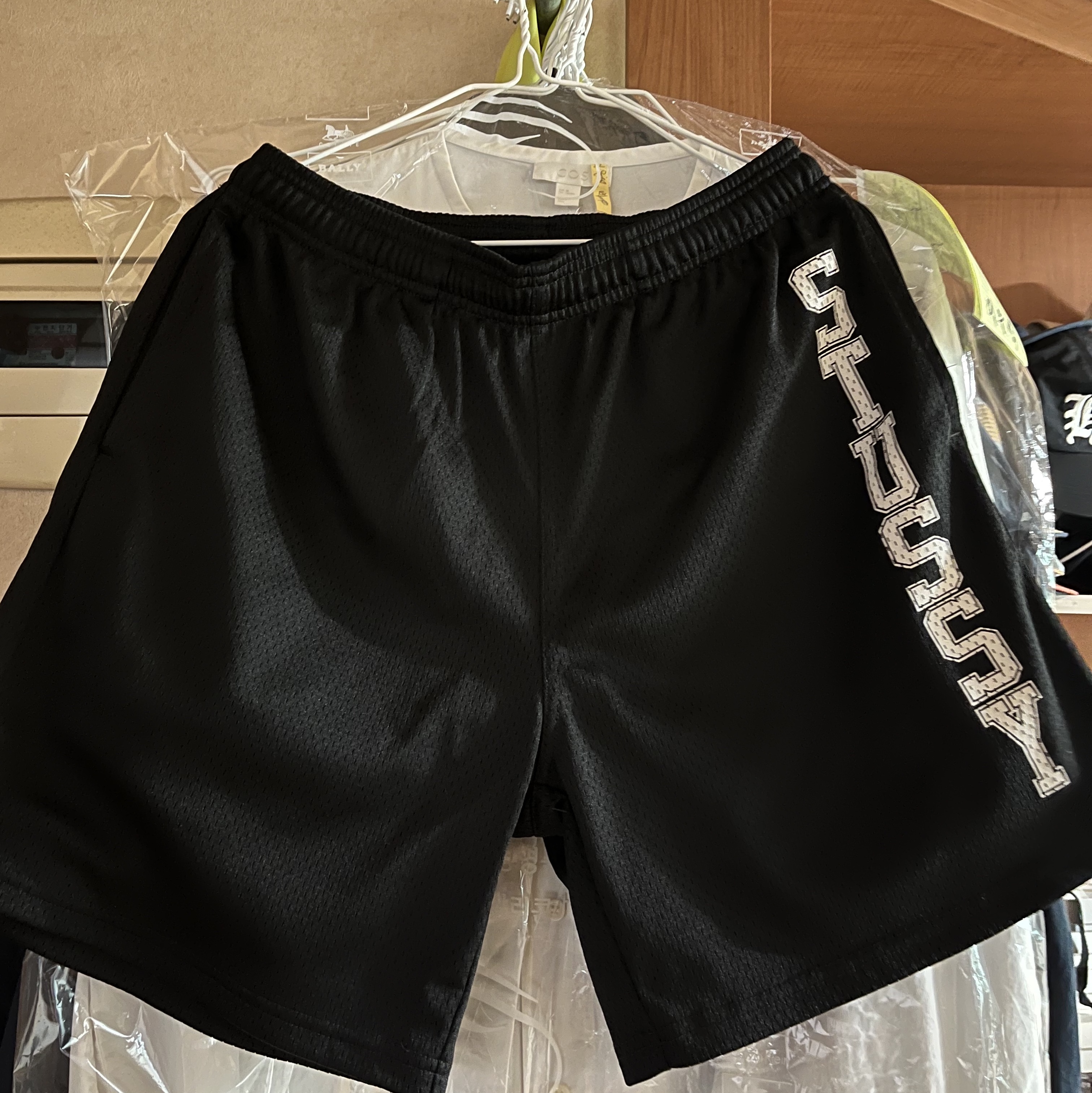 Stussy Collegiate Mesh Shorts Black 착용 스타일