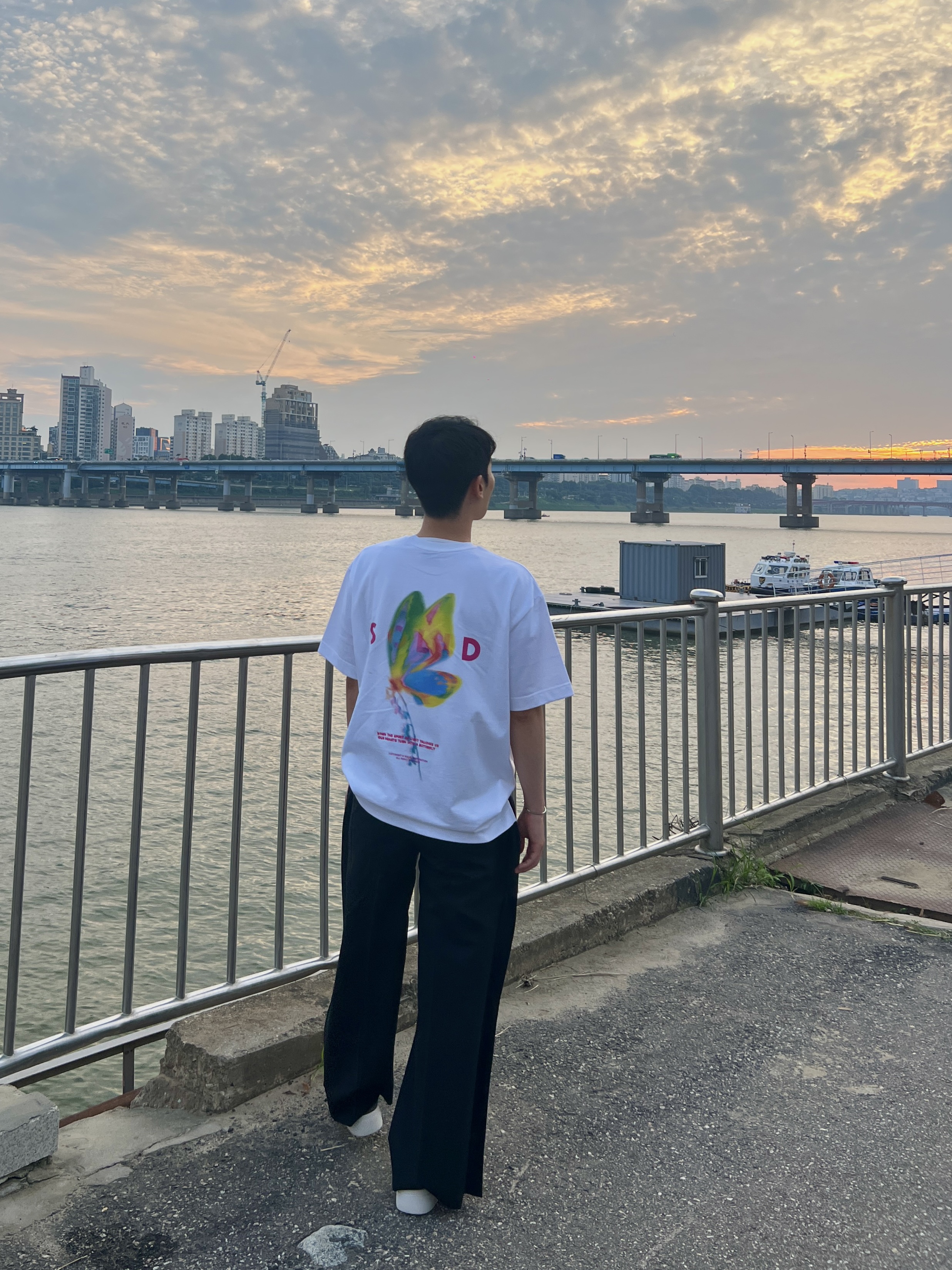 Solid Homme Butterfly Graphic T-Shirt White - 23SS 착용 스타일