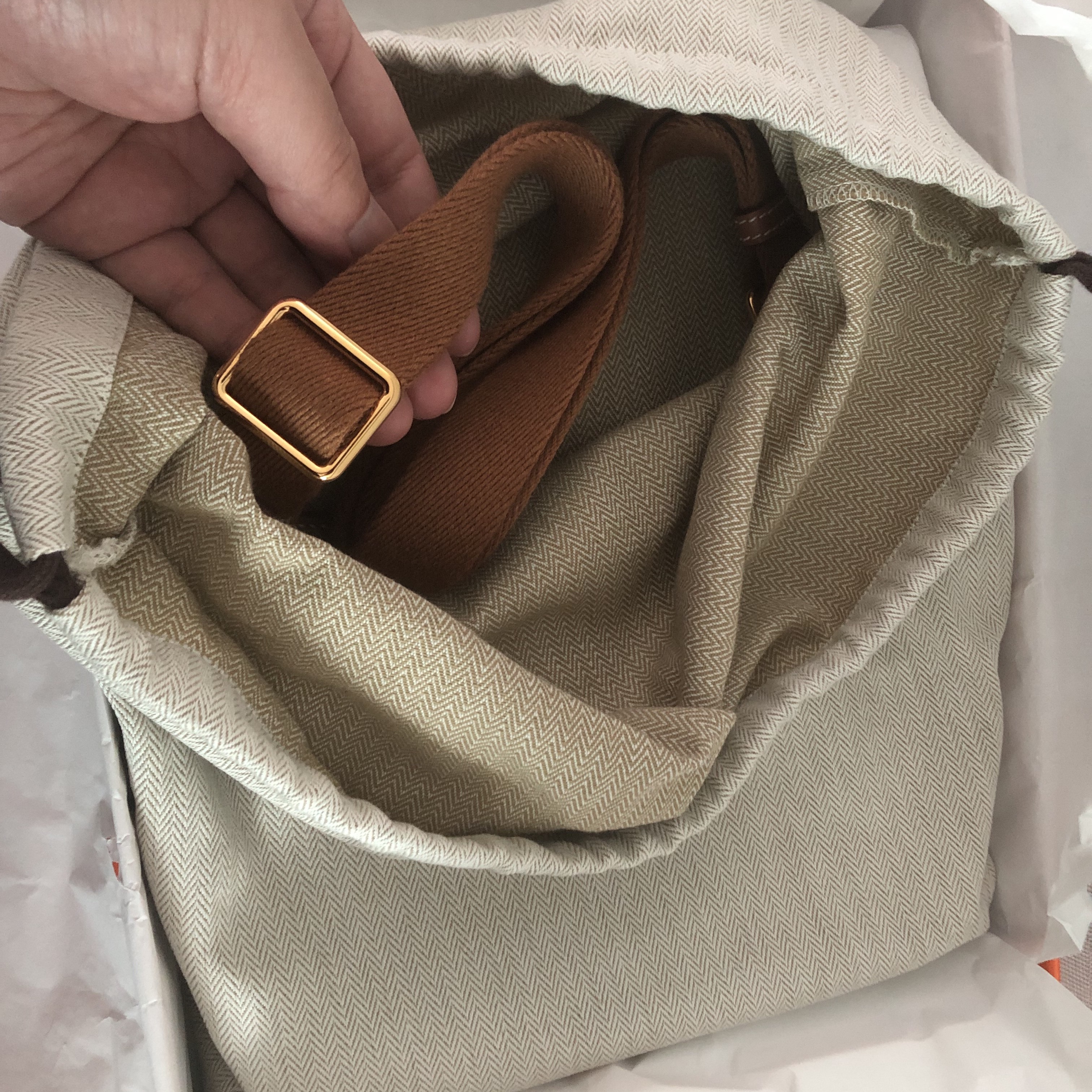 Hermes Jypsiere Mini Bag Evercolor & Gold 착용 스타일 - 2