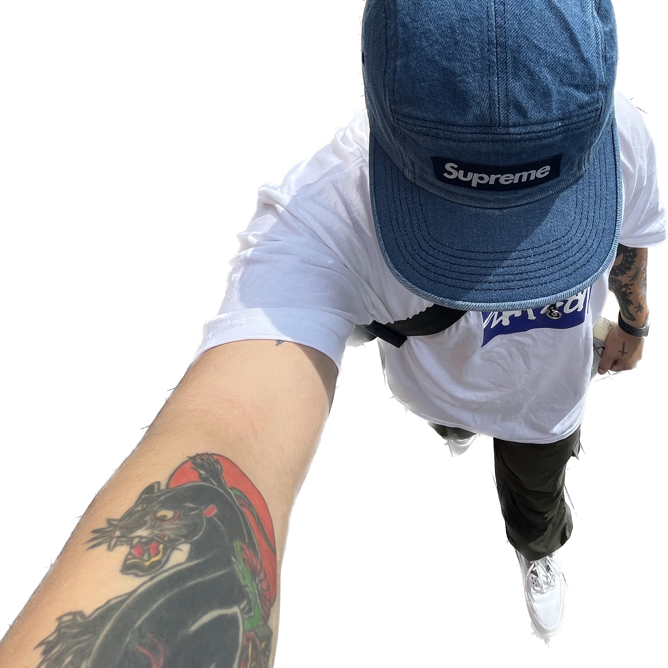 Supreme Washed Chino Twill Camp Cap Denim - 23FW 착용 스타일