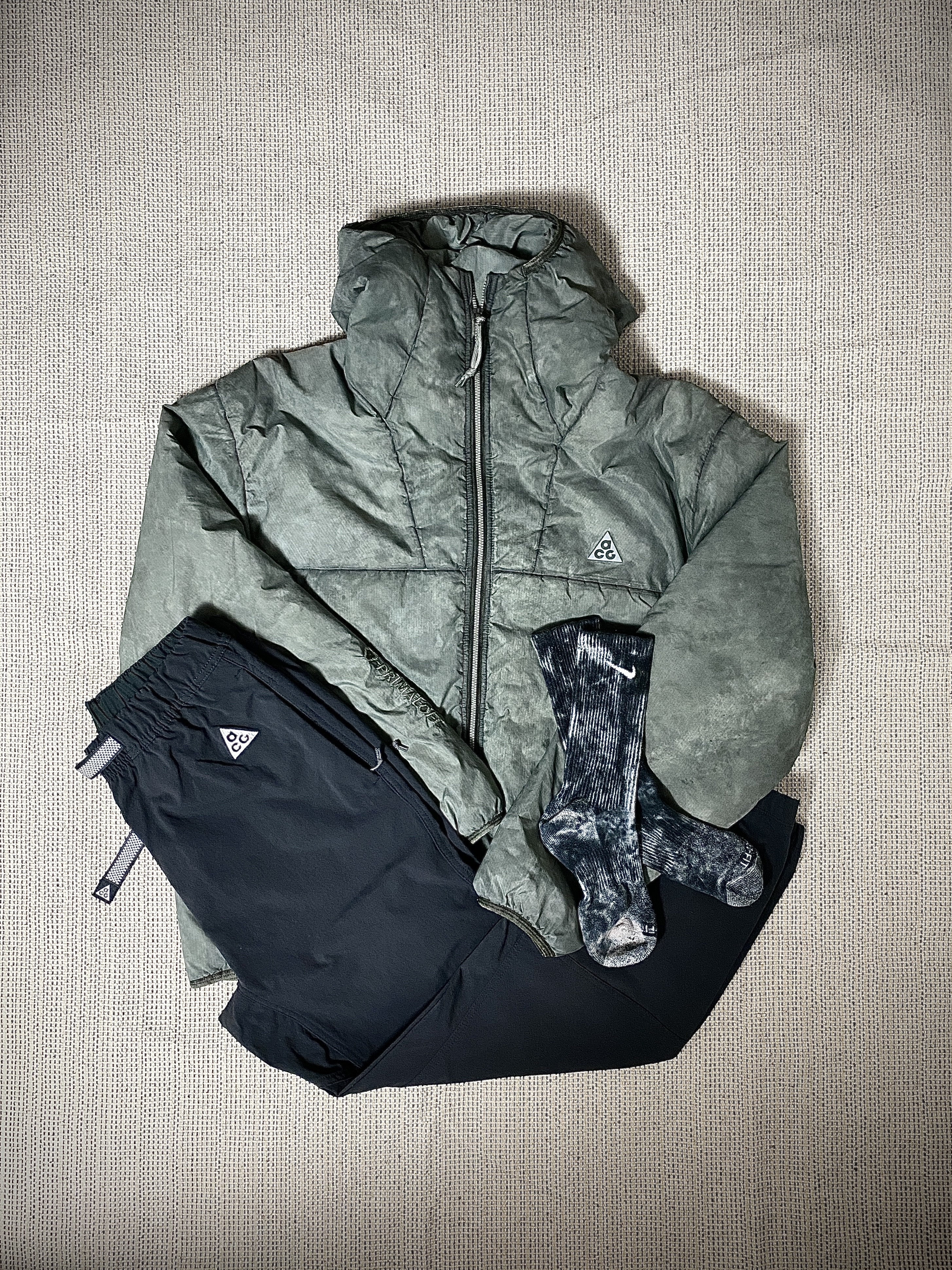Nike NRG ACG Therma-Fit ADV Rope De Dope Light Army - Asia, Nike ACG Trail Pants Dark Smoke Grey - Asia 착용 스타일 - 4