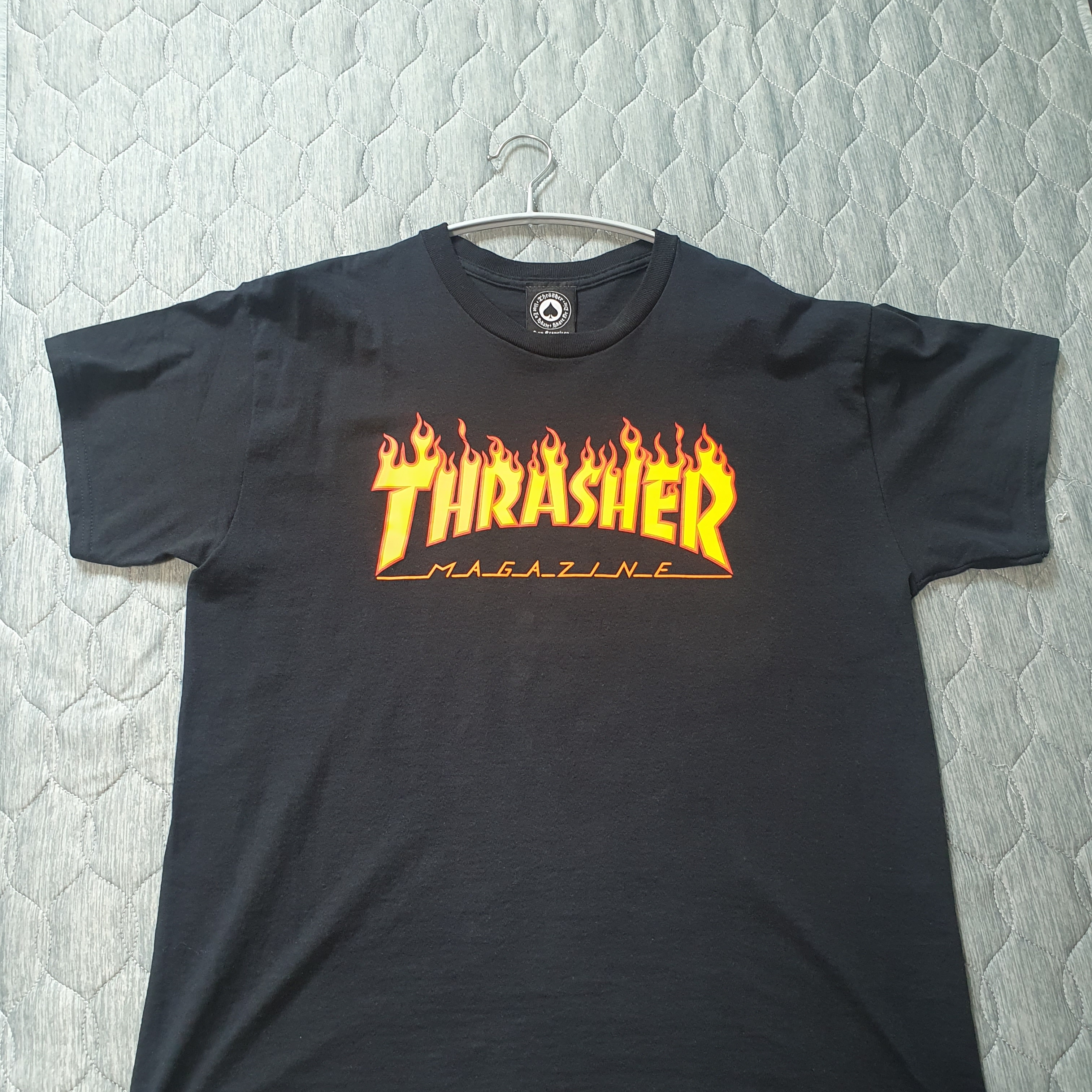Thrasher Flame T-Shirts Black 착용 스타일