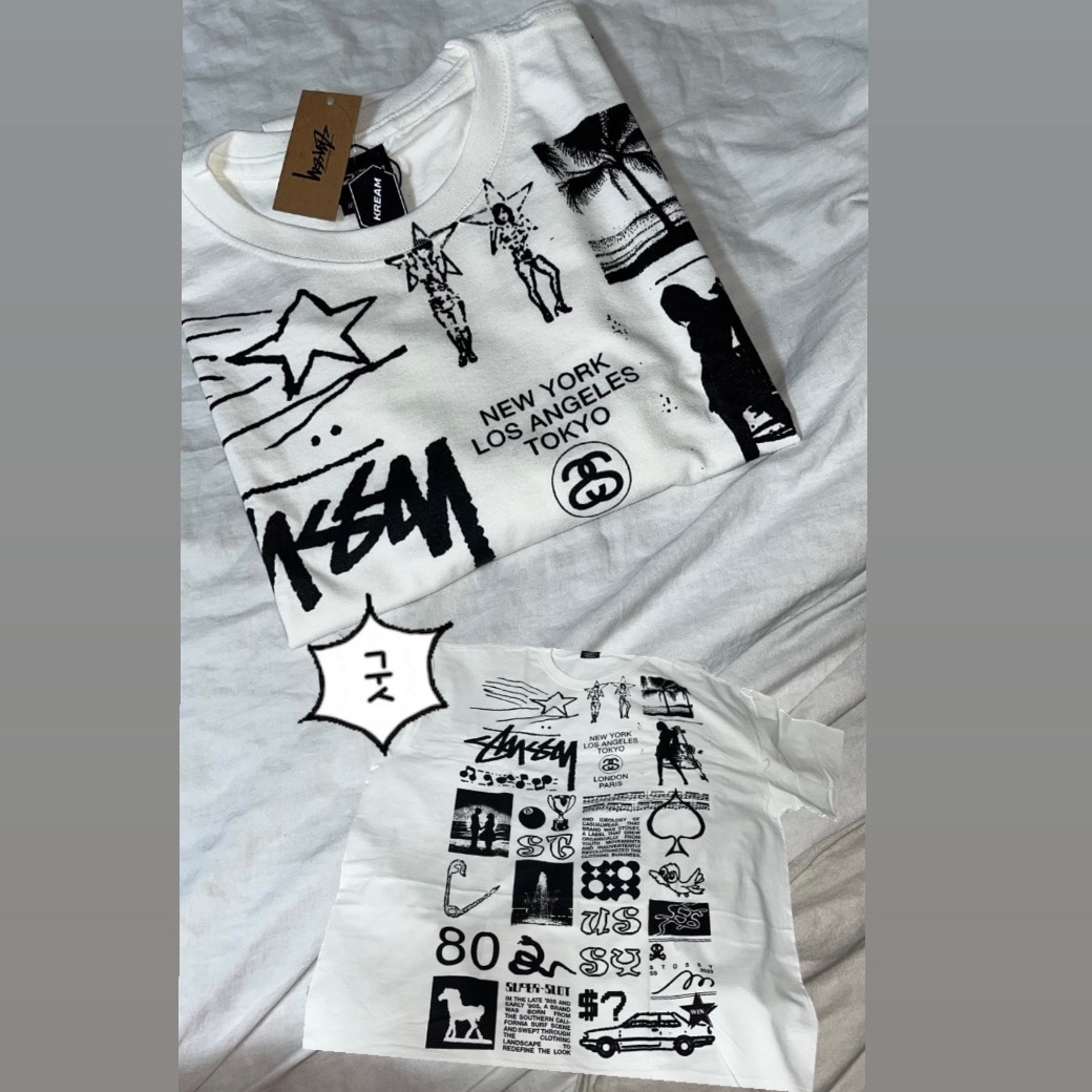 Stussy Sara T-Shirt White 착용 스타일 - 1