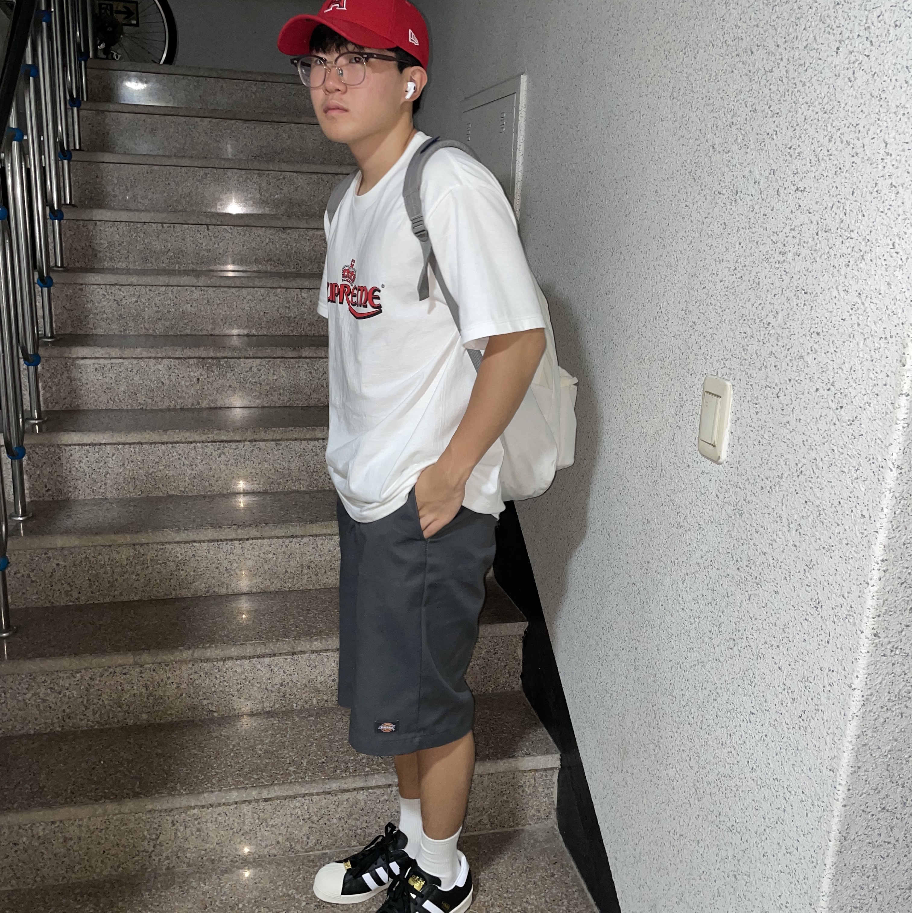 Adidas x BAPE Superstar 80s Core Black Off White, Supreme Crown T-Shirt White - 23SS 착용 스타일 - 1