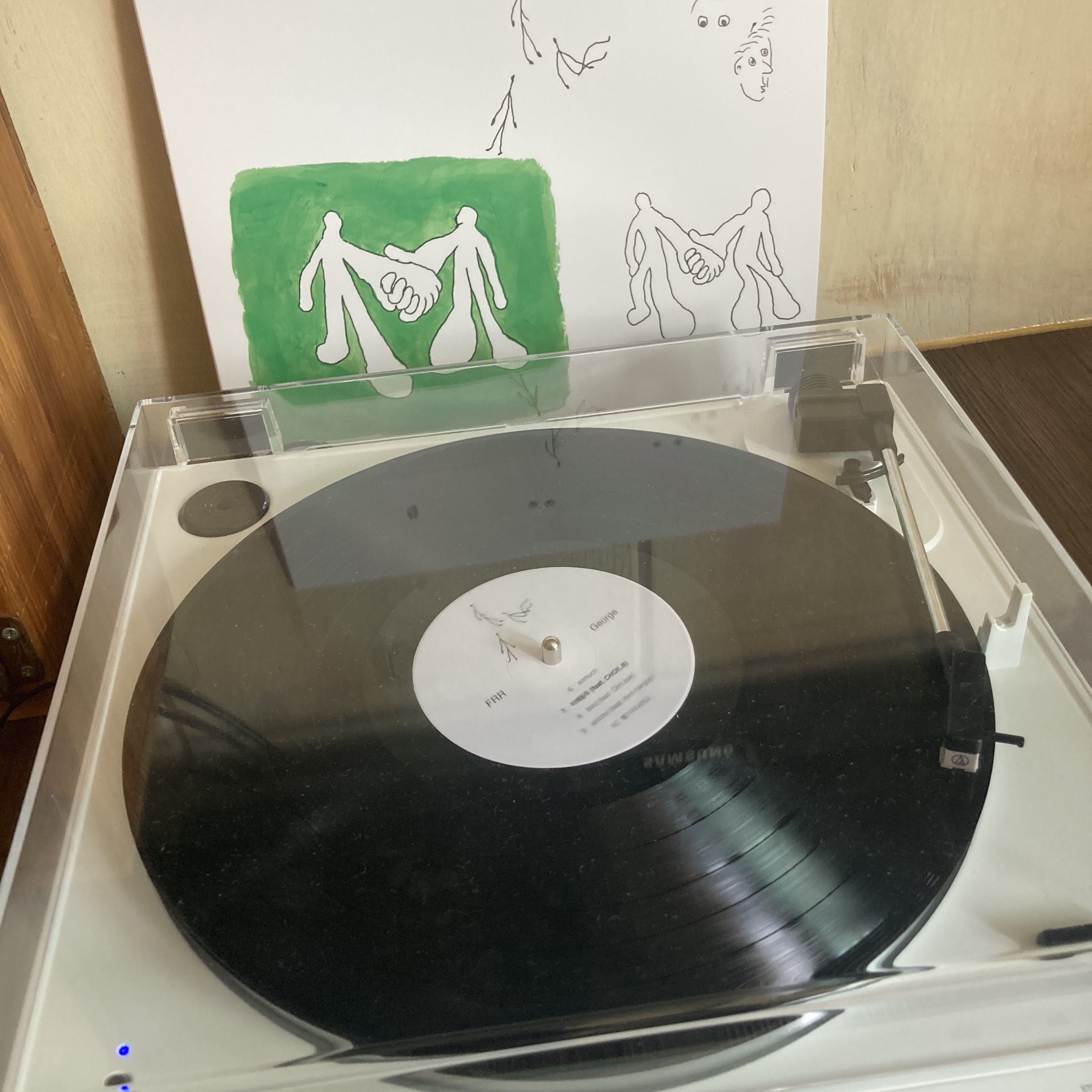 George 1st Album FRR LP Black, Audio-Technica AT-LP60XBT Automatic Belt Drive Wireless Bluetooth Turntable White (Korean Ver.) 착용 스타일