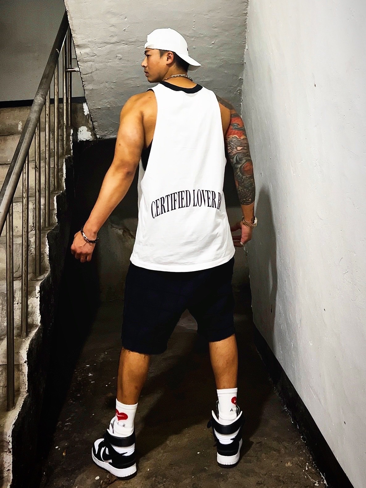 Nike x Drake Certified Lover Boy Hat White, Supreme Reverse Patchwork Sweatshorts Black - 22SS 착용 스타일 - 2