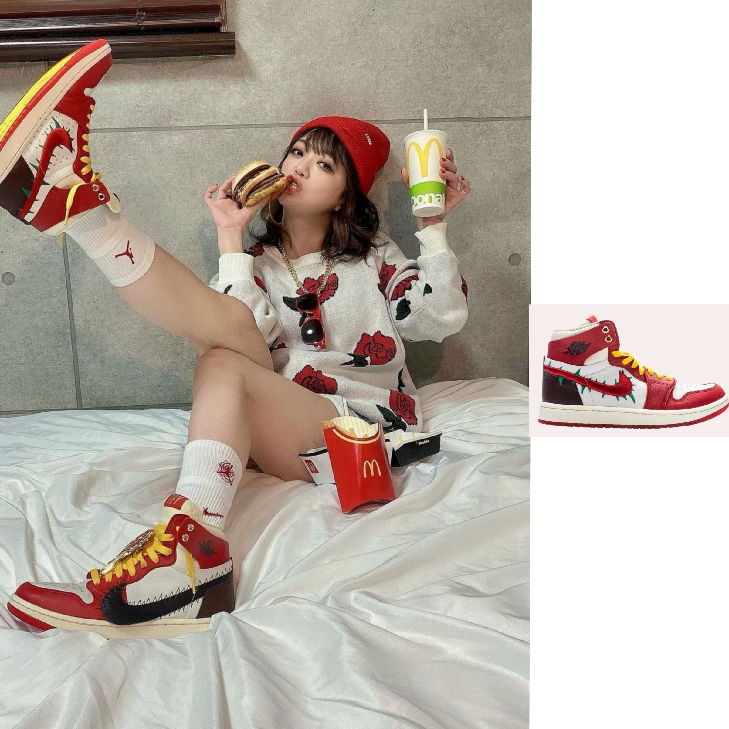 (W) Jordan 1 x Teyana Taylor Zoom CMFT 2 Gym Red 착용 스타일 - 1
