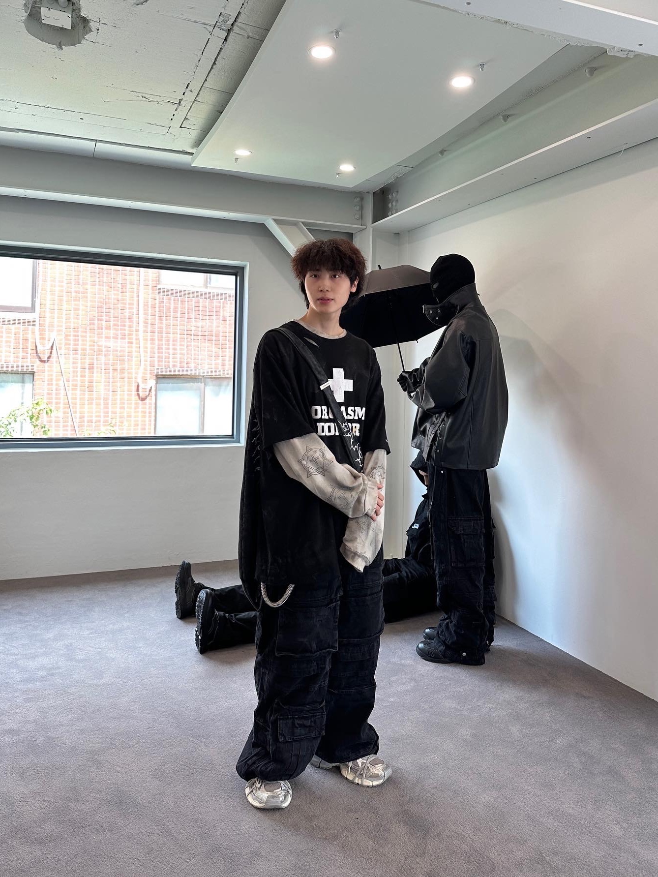 Project G/R Orgasm Donor T-Shirt Dirty Black, Project G/R Furious Logo Applique L/S T-Shirt Grey - 10 Corso Como Exclusive 착용 스타일
