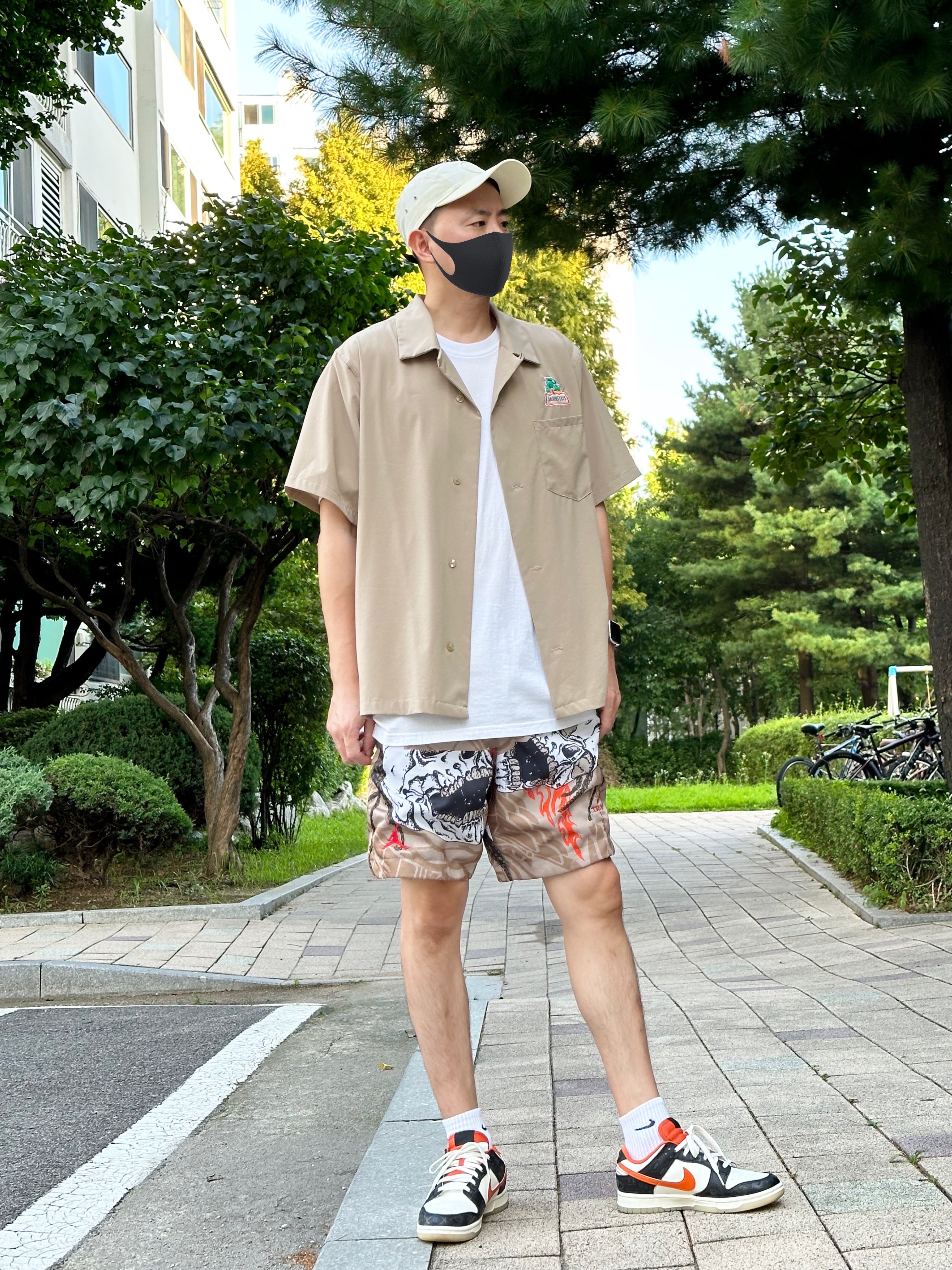 Supreme x Stone Island Reactive Ice Camo Ripstop Camp Cap Tan - 22SS, Nike x Jarritos SB Bowling Button-Up Shirt Khaki - Asia 착용 스타일
