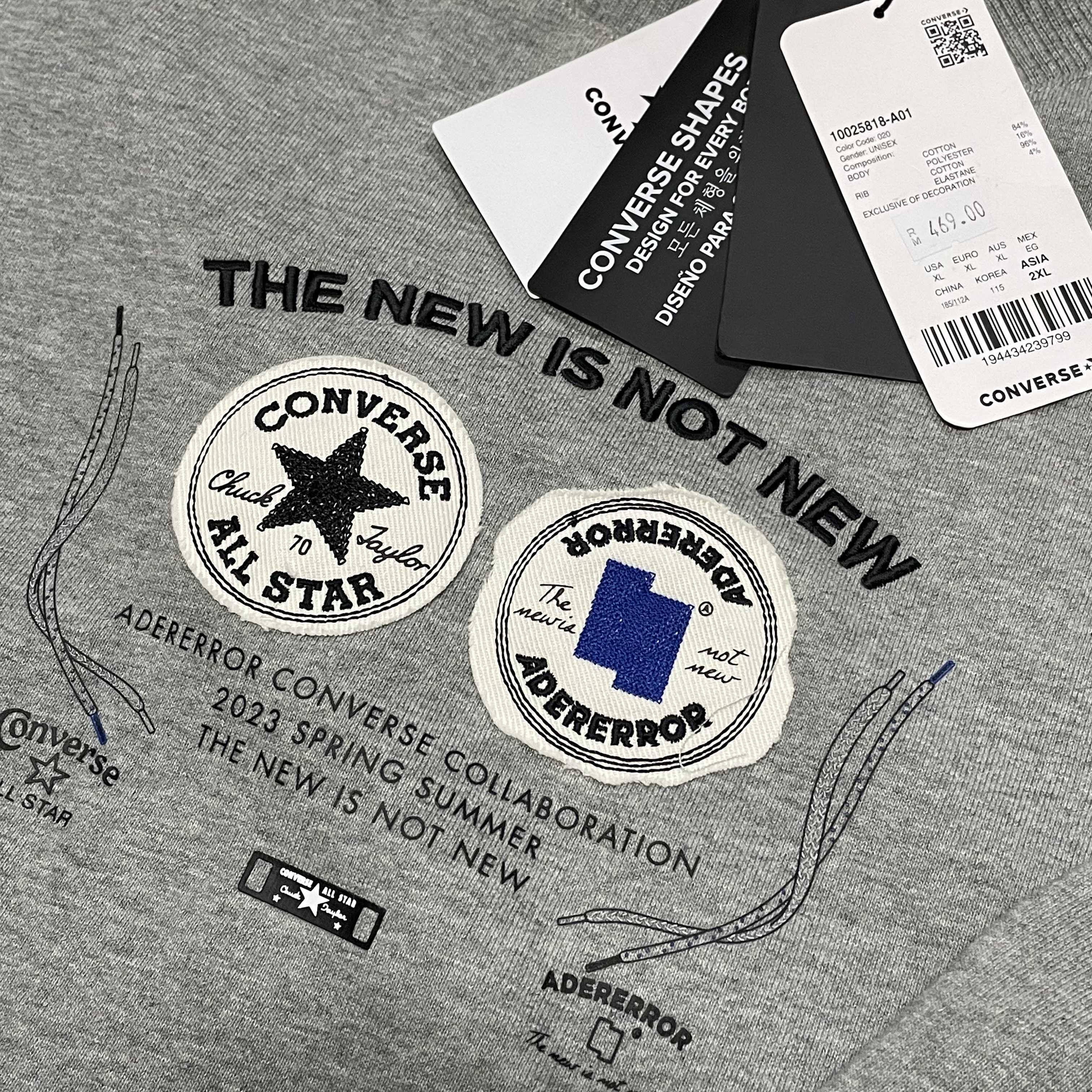 Converse x Ader Error Shapes Crewneck Sweatshirt Vintage Grey Heather 착용 스타일 - 2