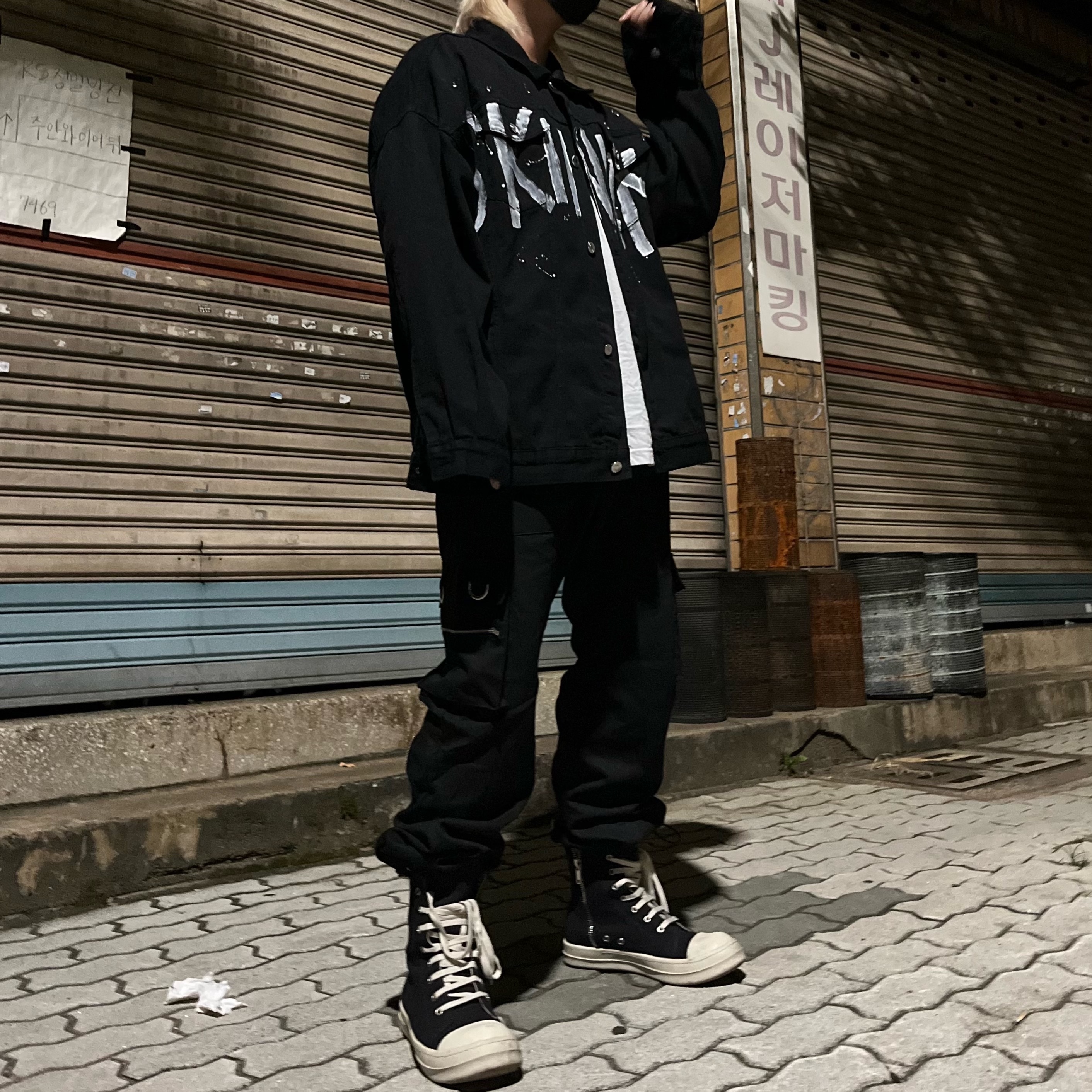 Rick Owens Drkshdw Calf Leather Penta Sneakers Black Milk White 착용 스타일 - 1