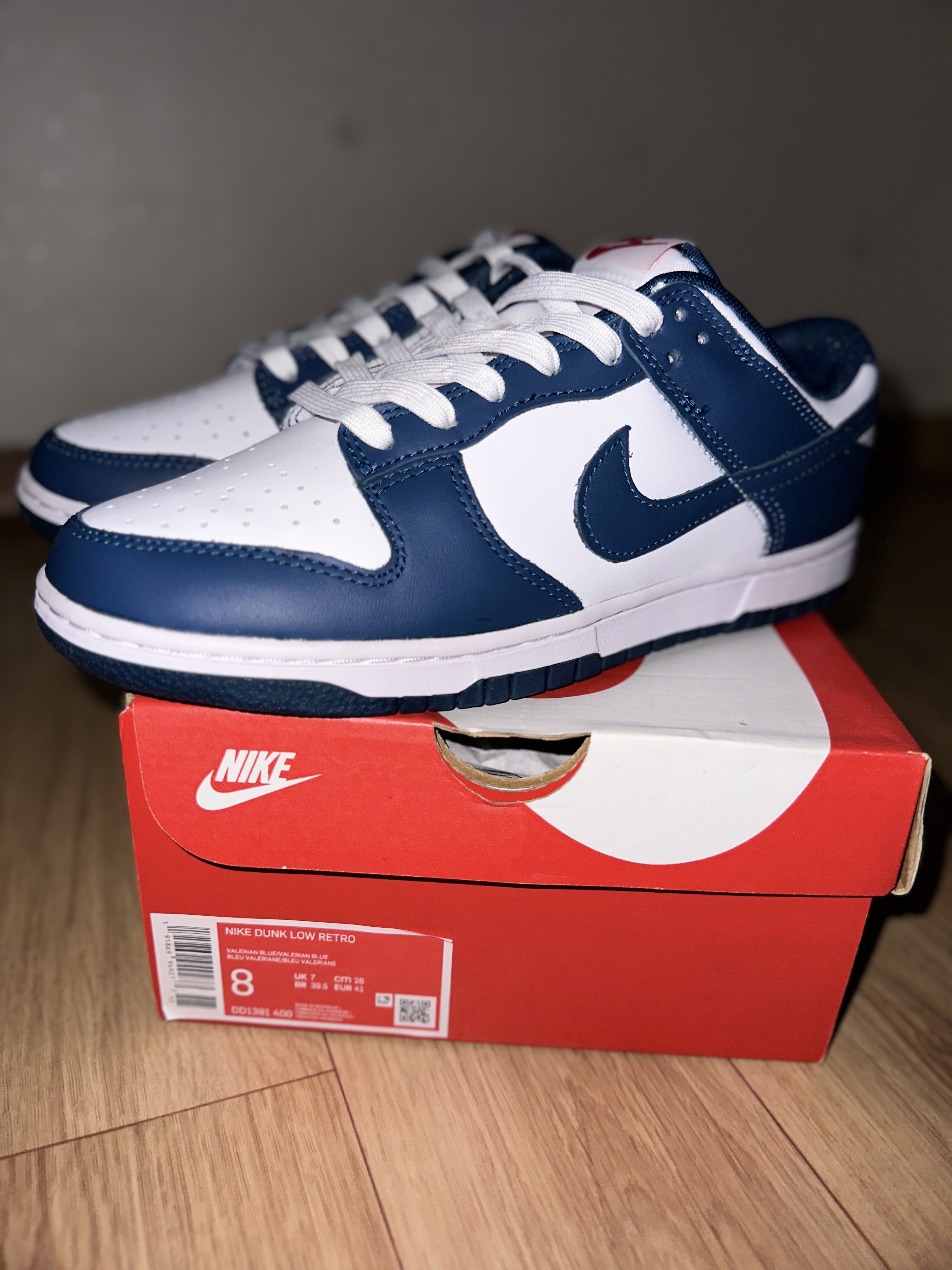 Nike Dunk Low Retro Valerian Blue, (W) Nike Dunk Low PRM Midnight Navy and White 착용 스타일 - 3