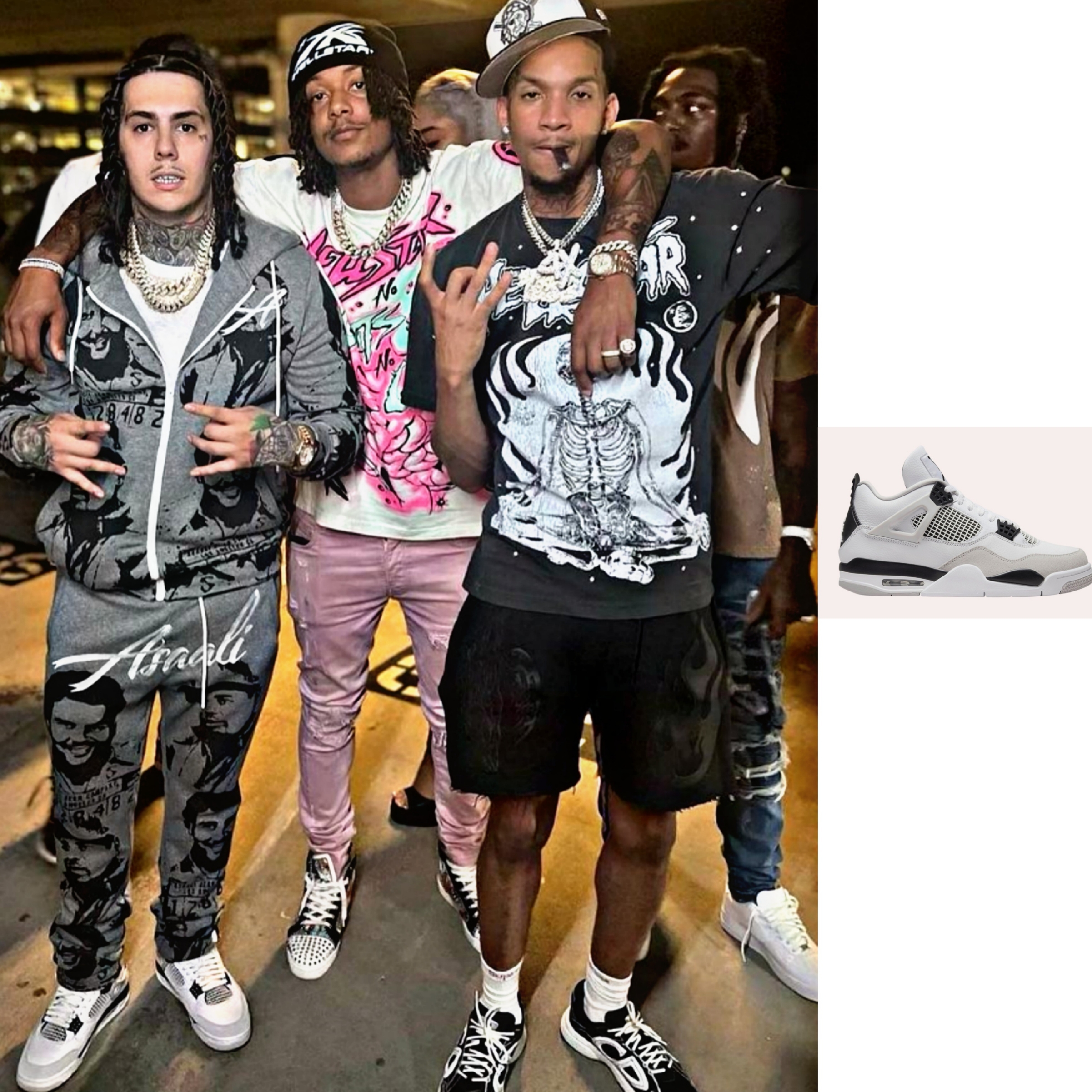 Jordan 4 Retro White and Black, Nike Dunk Low Retro Black 착용 스타일 - 1