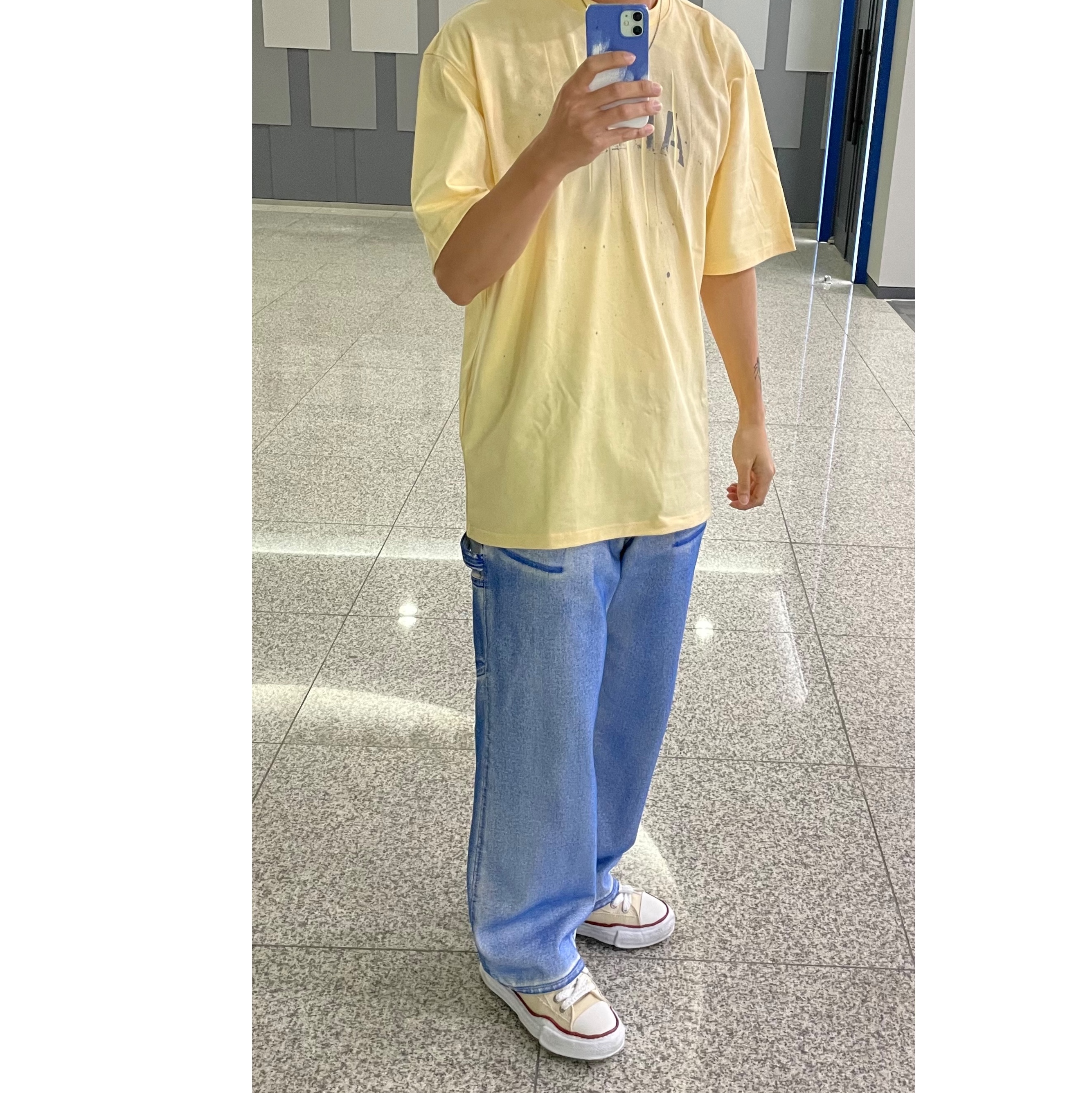 Maison Mihara Yasuhiro Peterson OG Sole Canvas Low-top Sneakers Natural 착용 스타일