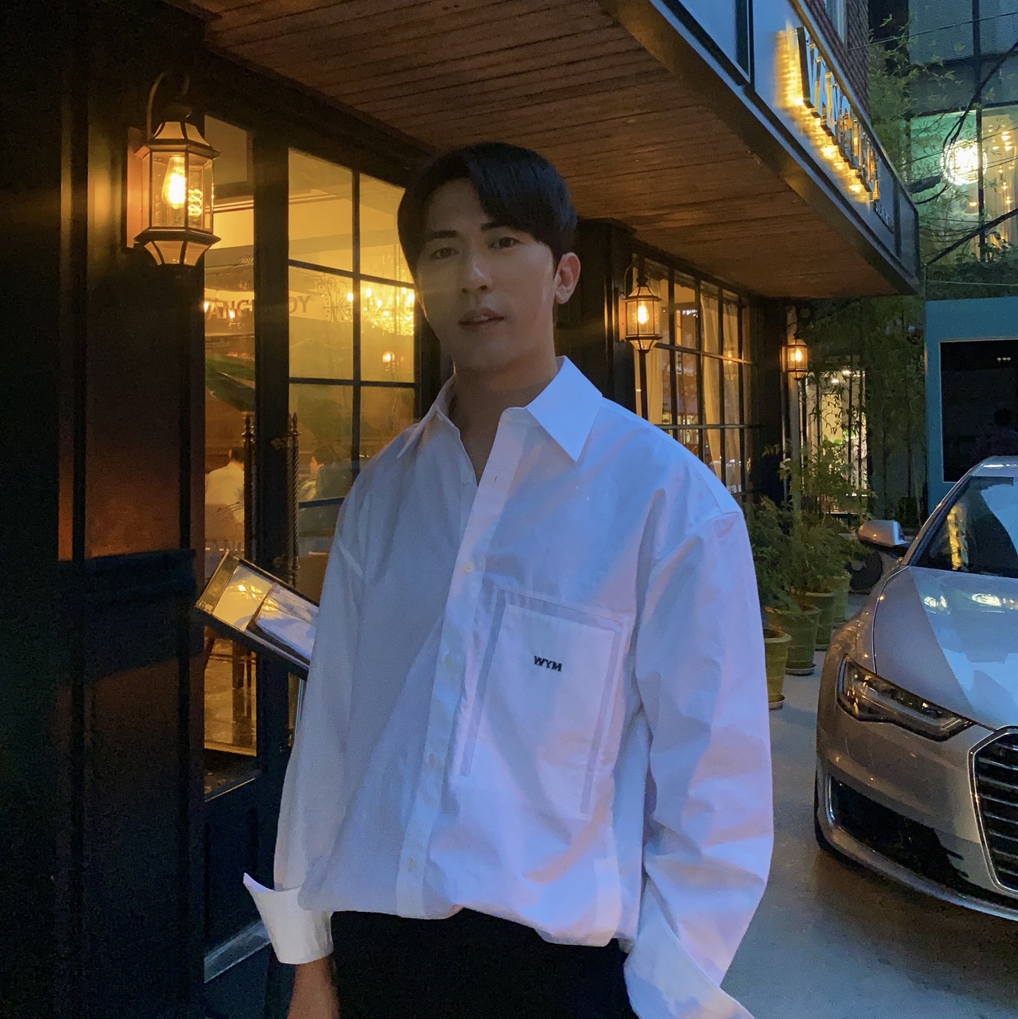 Wooyoungmi Cotton Back Logo Shirt White - 23SS 착용 스타일