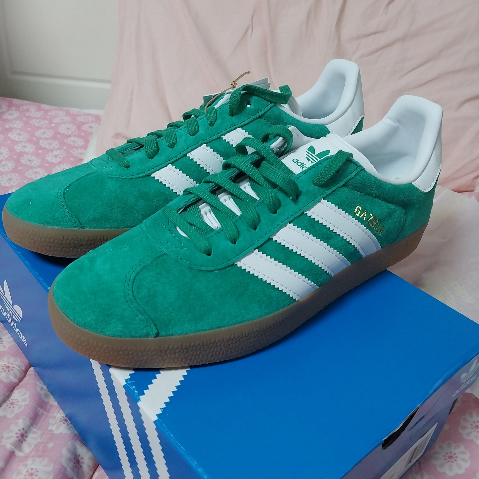 Adidas Gazelle Court Green Cloud White 착용 스타일