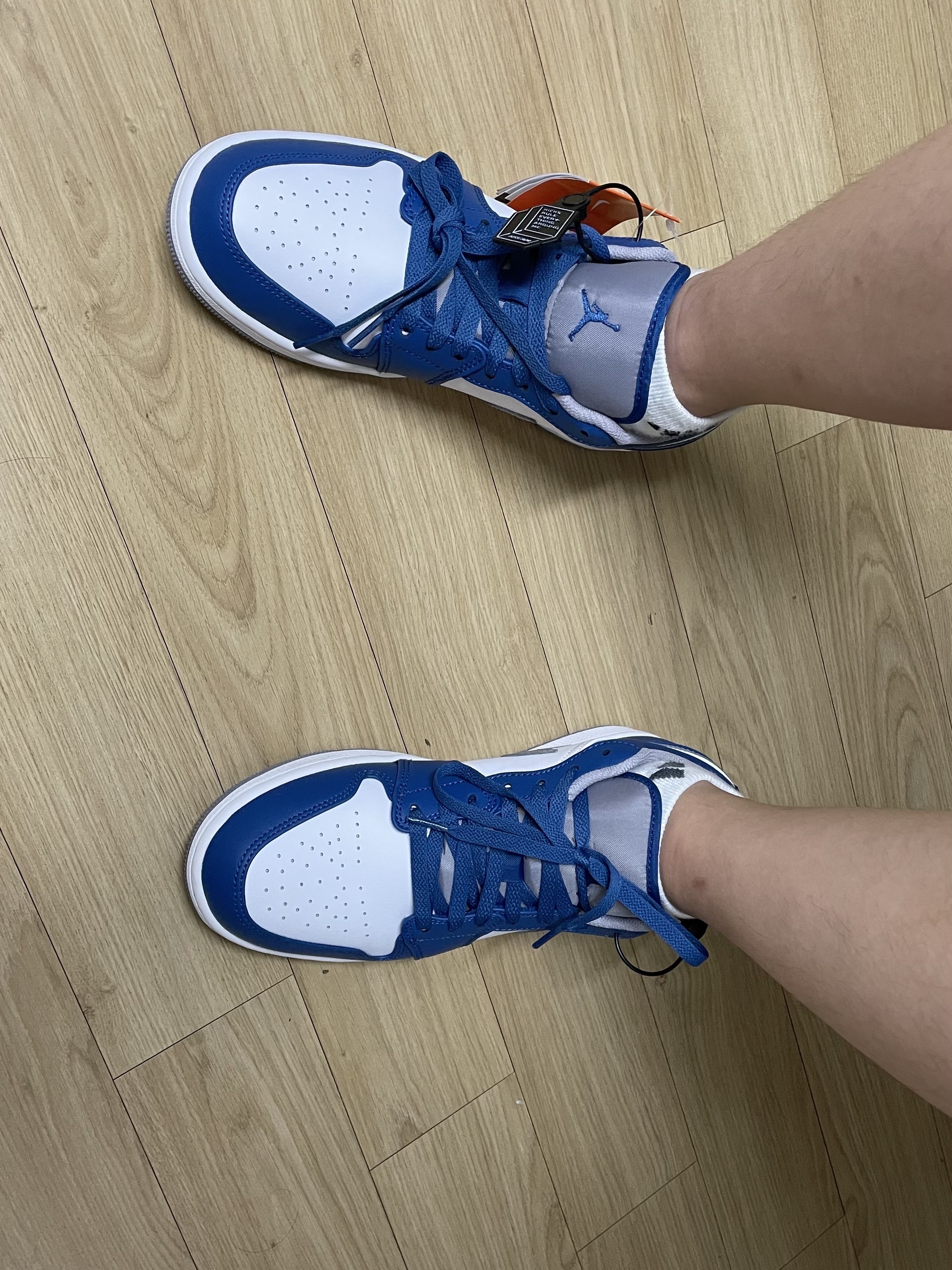 Jordan 1 Low True Blue Cement Grey 착용 스타일