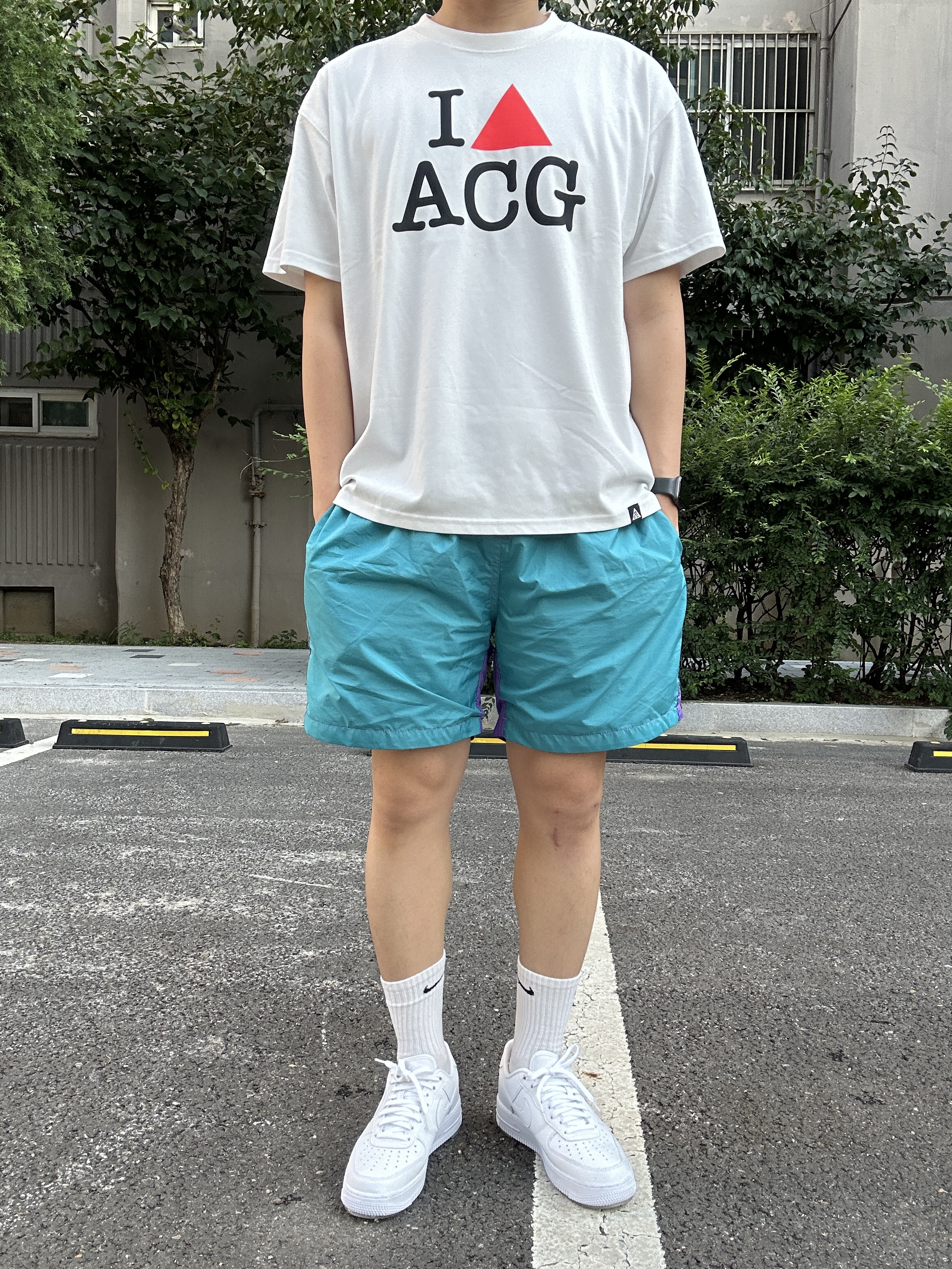 Nike ACG LBR T-Shirt Summit White - Asia, Nike Air Force 1 '07 Fresh White 착용 스타일 - 3
