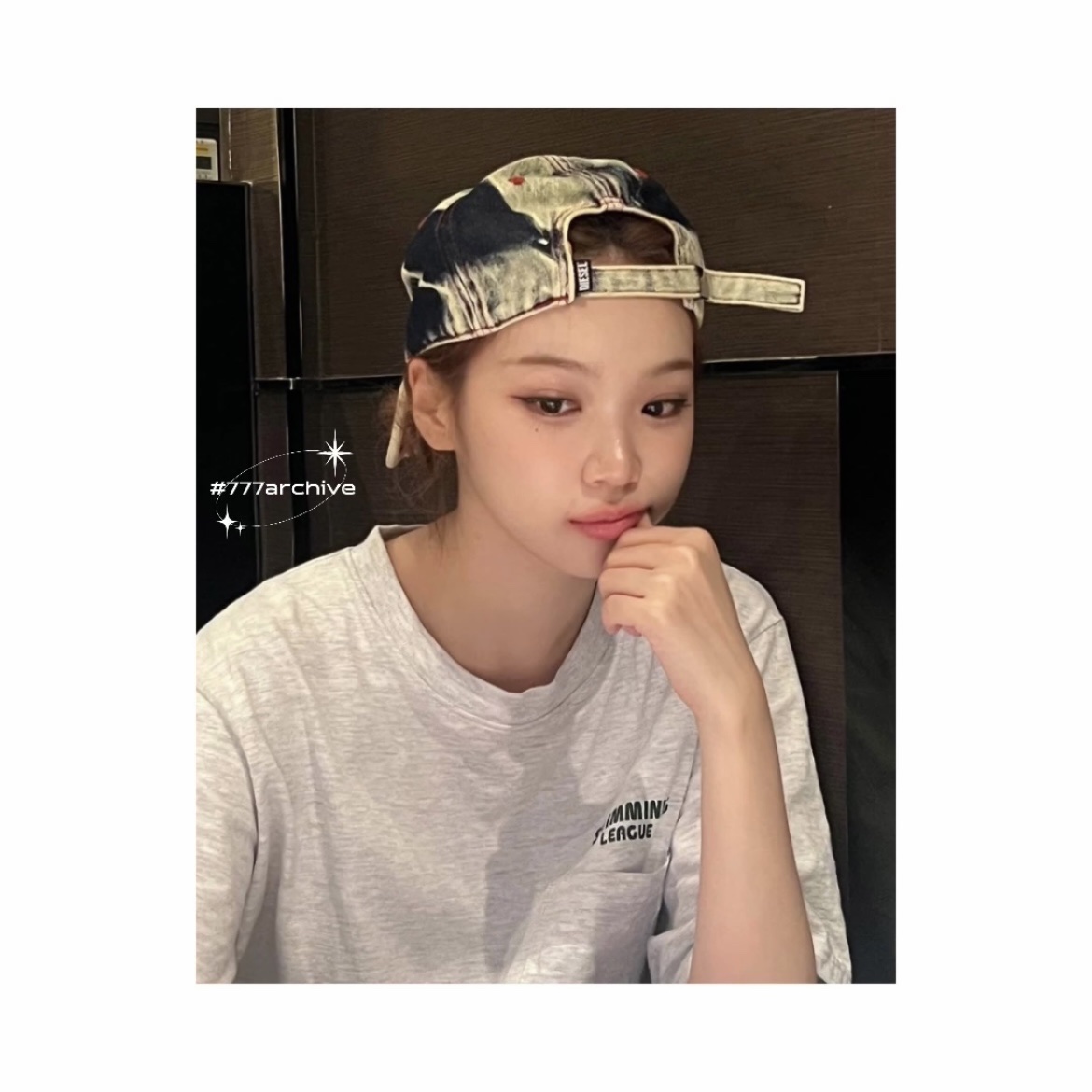 Diesel C-Seymon Treated Denim Baseball Cap Blue White 착용 스타일 - 2