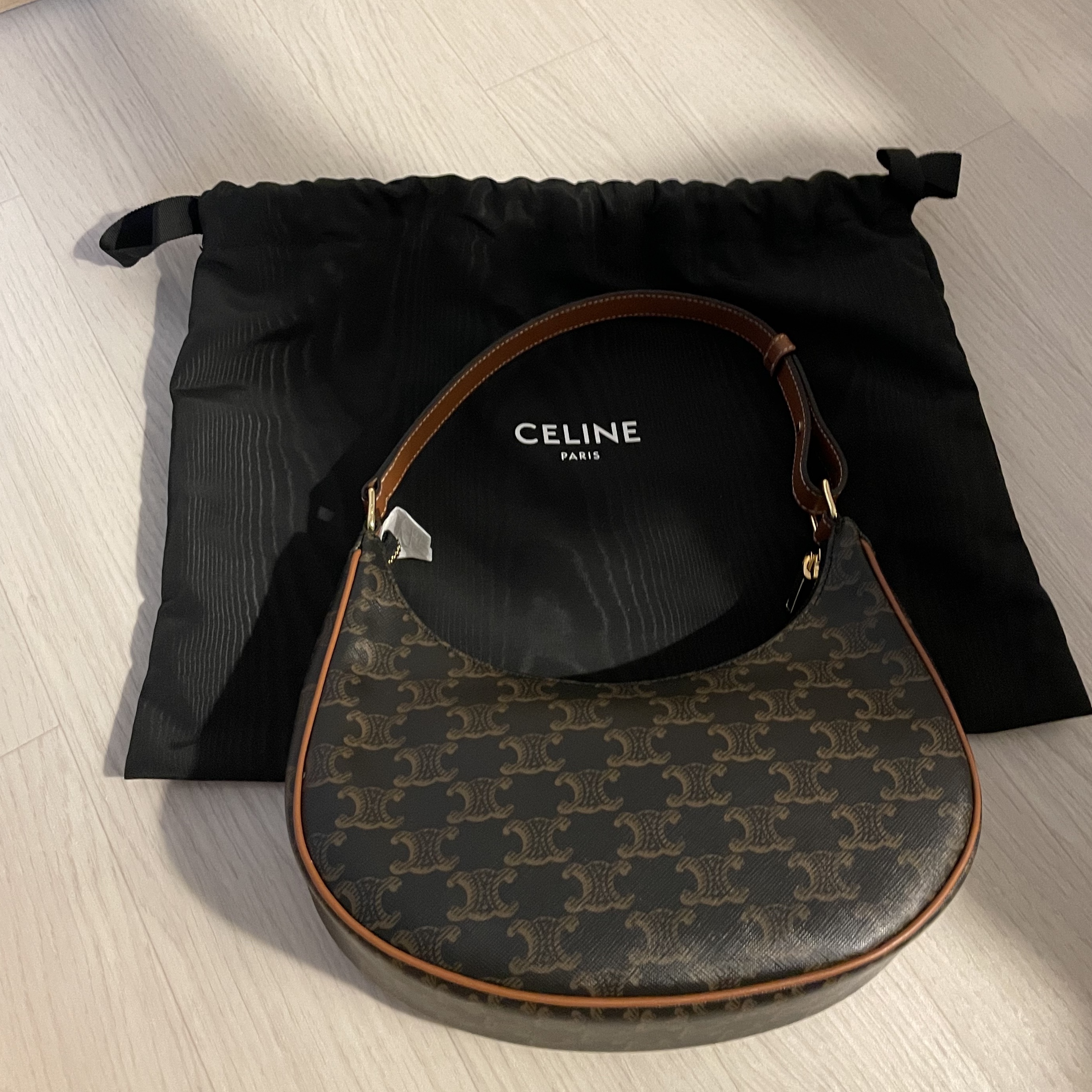 Celine Ava Bag in Triomphe Canvas and Calfskin Tan 착용 스타일