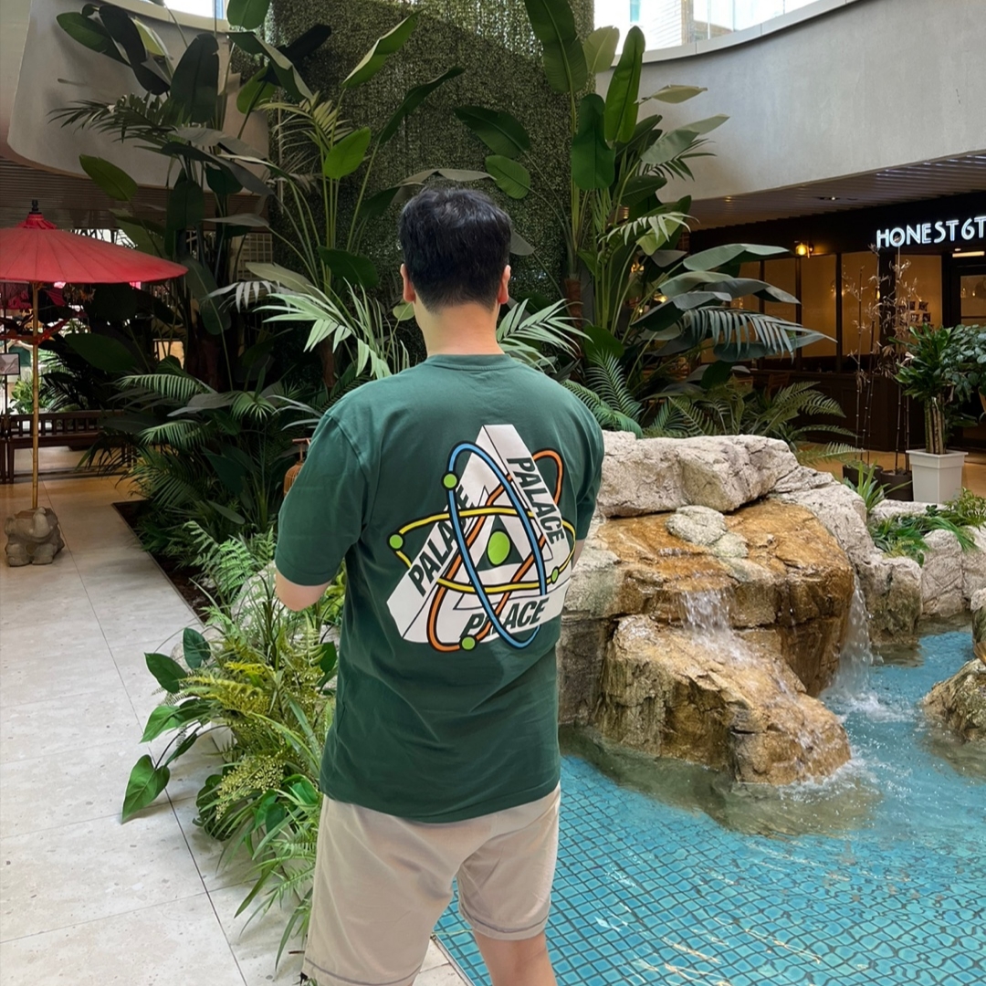 Palace Tri-Atom T-Shirt Green - 22FW 착용 스타일