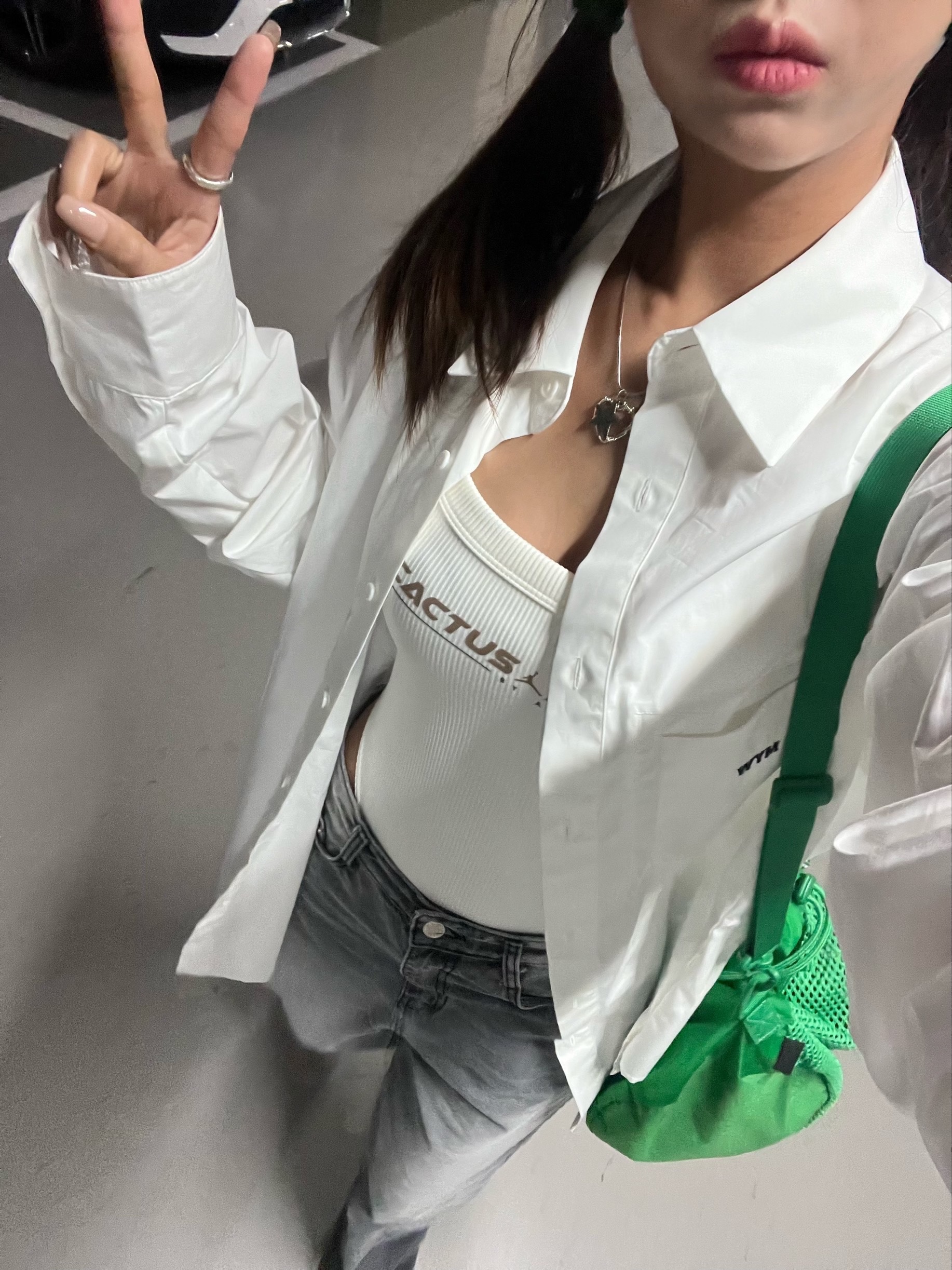 (W) Jordan x Travis Scott Bodysuit Sail - Asia, Sentiments No.291 Hair Pin 2 Set Silver 착용 스타일 - 4