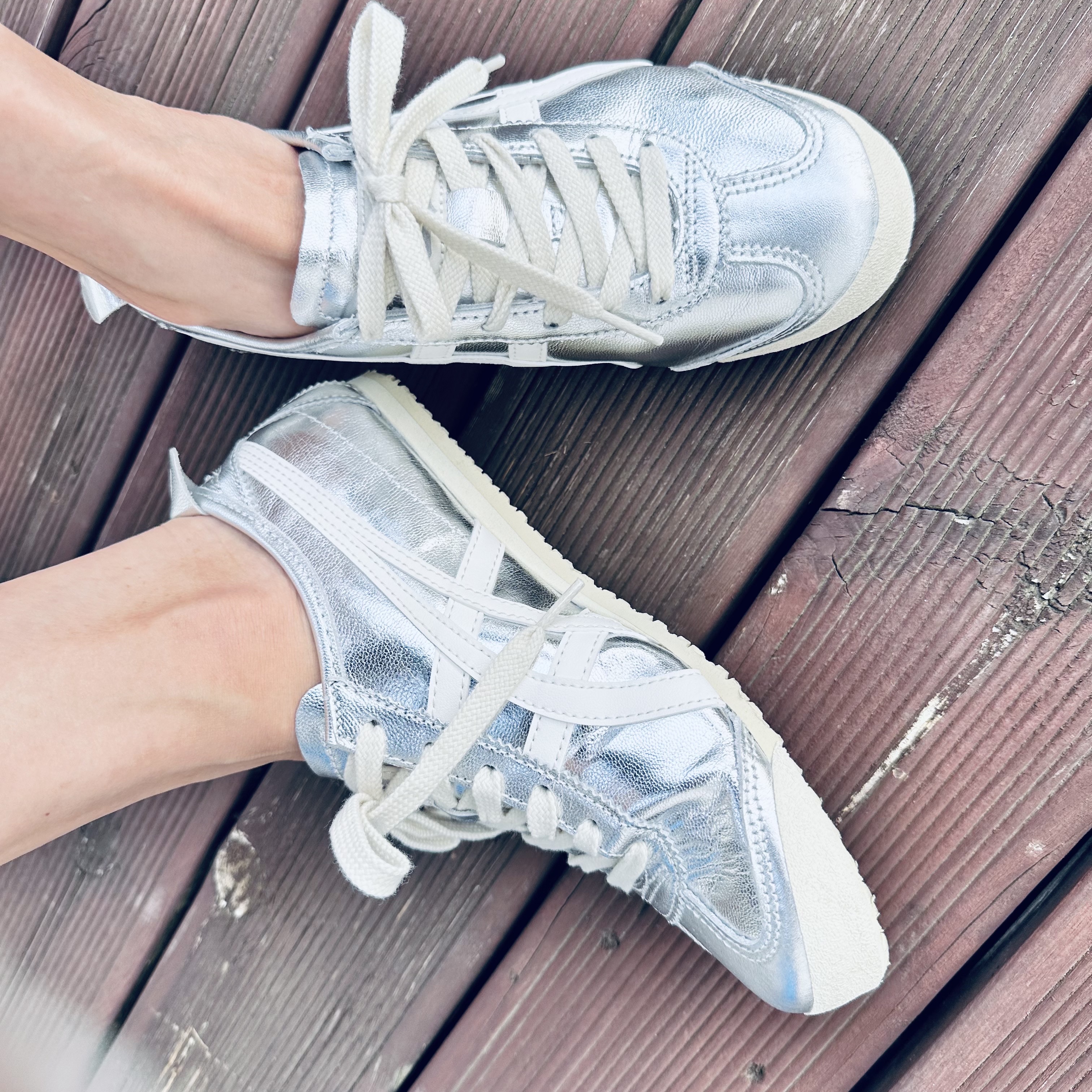 Onitsuka Tiger Mexico 66 White Silver 착용 스타일