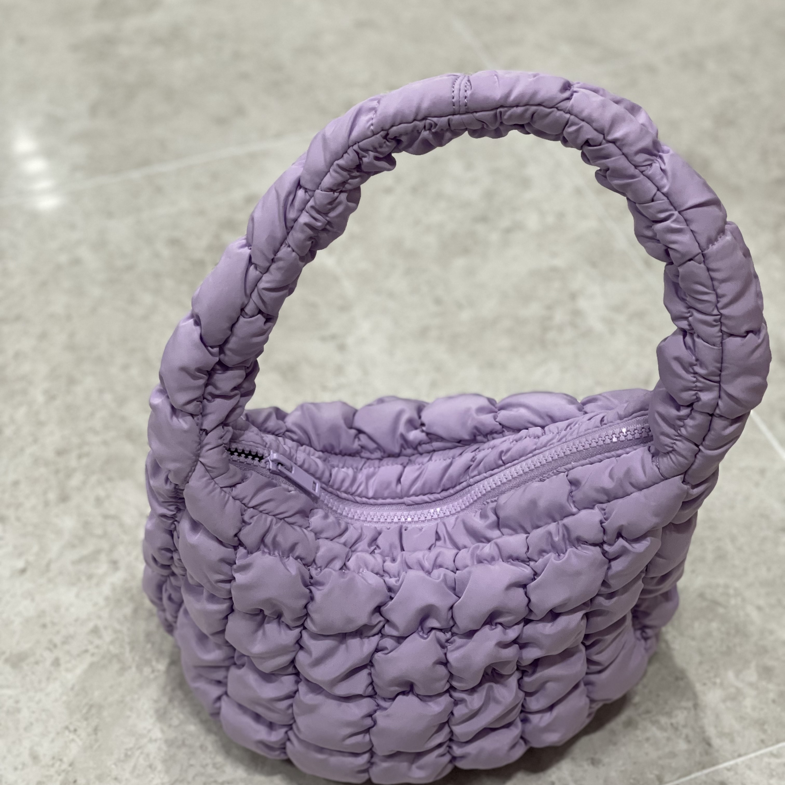 COS Quilted Mini Bag Purple 착용 스타일