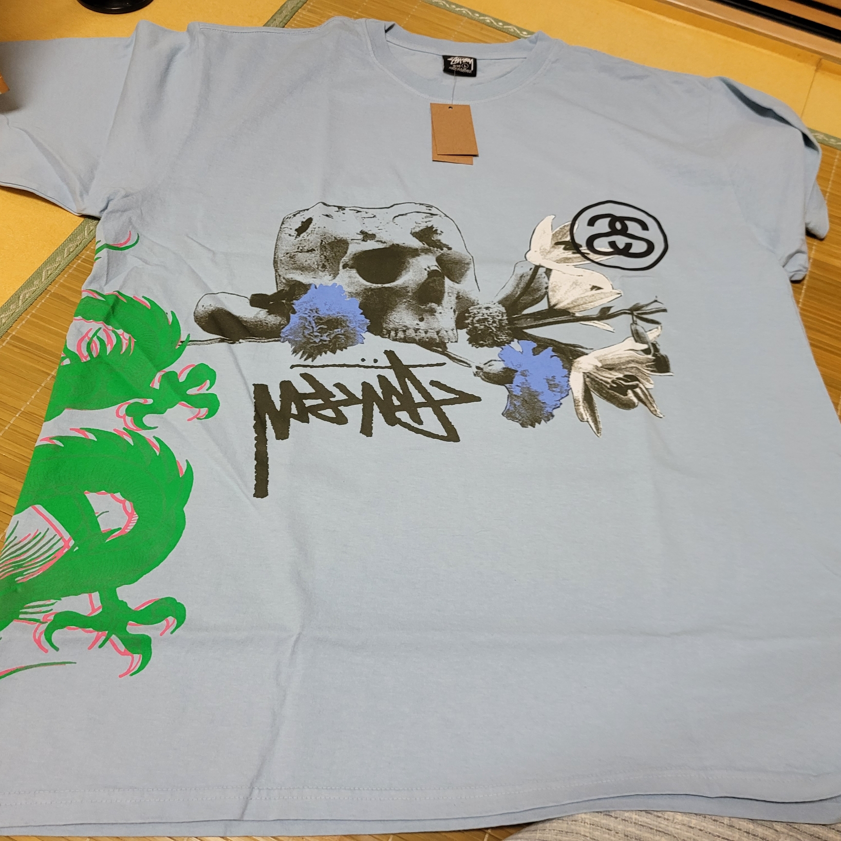 Stussy Strike Pigment Dyed T-Shirt Sky Blue 착용 스타일 - 2
