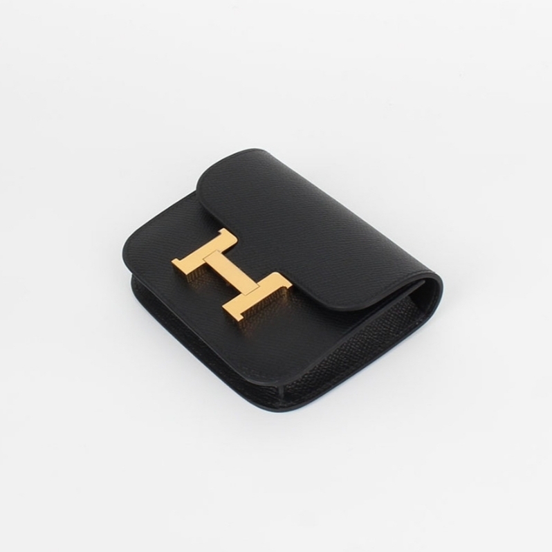 Hermes Constance Slim Wallet Epsom & Gold Noir 착용 스타일 - 5