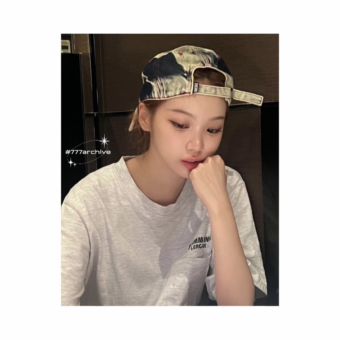 Diesel C-Seymon Treated Denim Baseball Cap Blue White 착용 스타일 - 3